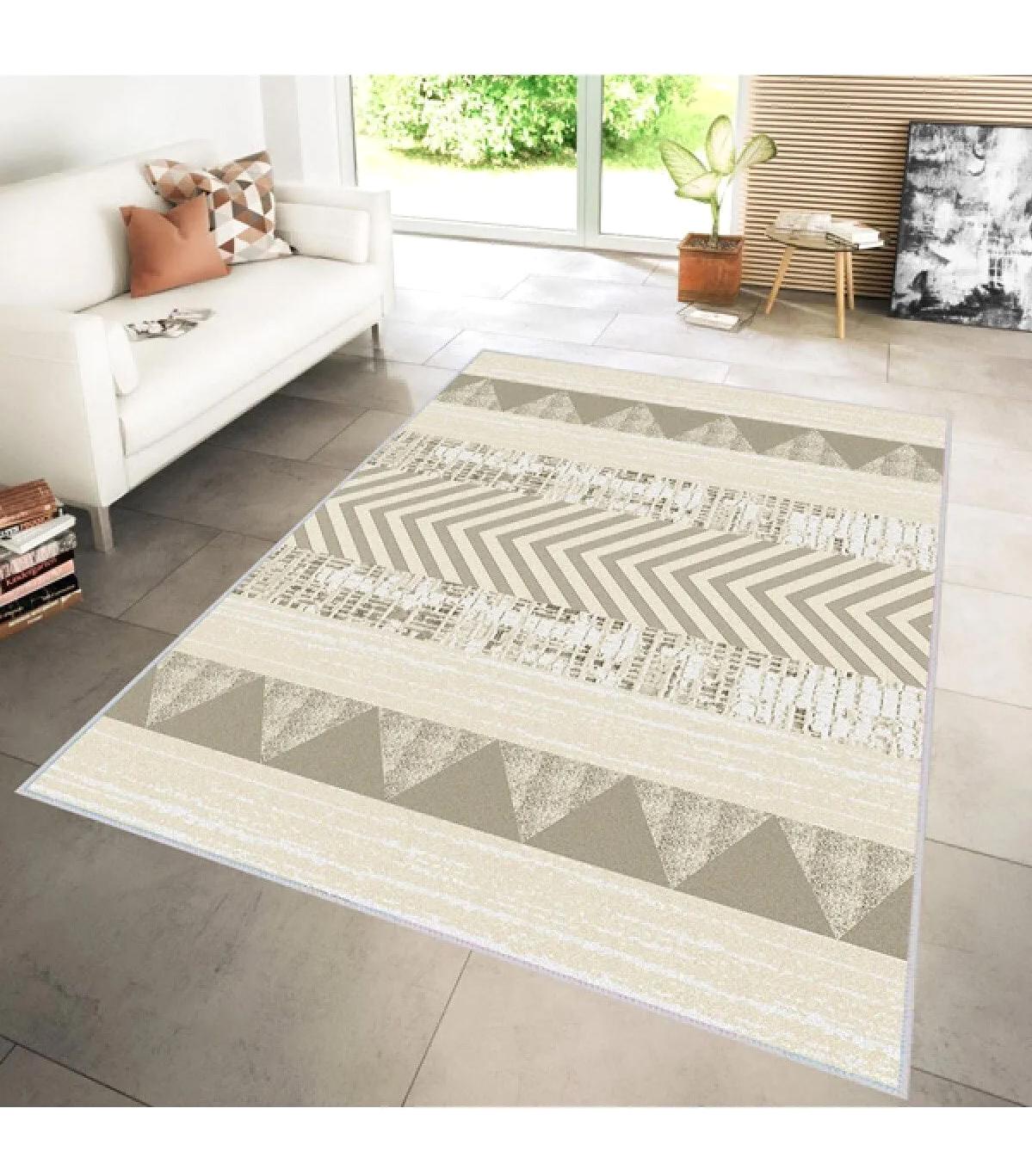 Rovigo Home RVG0174-SD850 Çok Renkli 8 mm Polyester Antibakteriyel Yıkanabilir Orta Kaymaz Dot Taban Dikdörtgen Makine Dokuma Salon Halısı 140x200 cm