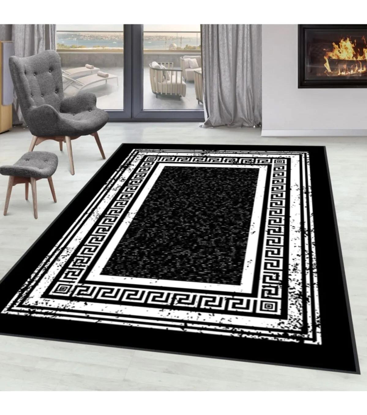 Rovigo Home RVG1566-HT1600 Çok Renkli 8 mm Polyester Leke Tutmaz-Toz Tutmaz Yıkanabilir İnce Kaymaz Dot Taban Dikdörtgen Makine Dokuma Salon Halısı 120x200 cm
