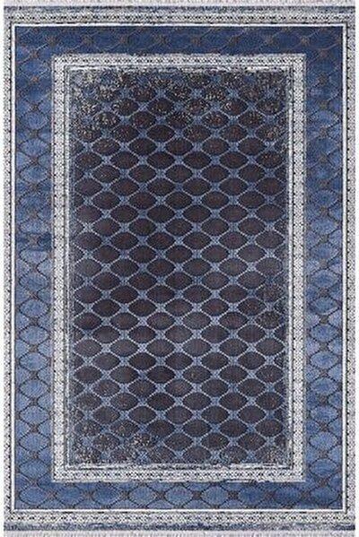 Pierre Cardin Gloria XG01C Mavi - Siyah 6 mm Akrilik Yumuşak Yıkanabilir İnce Kaymaz Dikdörtgen Makine Dokuma Salon Halısı 180x180 cm