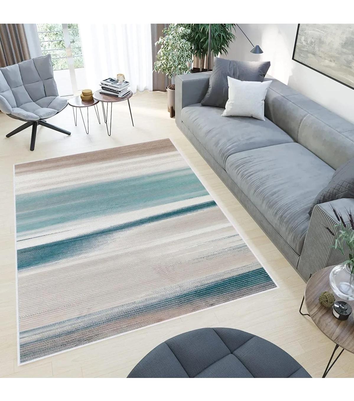 Rovigo Home RVG0521 Çok Renkli 8 mm Polyester Leke Tutmaz-Toz Tutmaz Yıkanabilir İnce Kaymaz Dot Taban Dikdörtgen Makine Dokuma Salon Halısı 80x500 cm