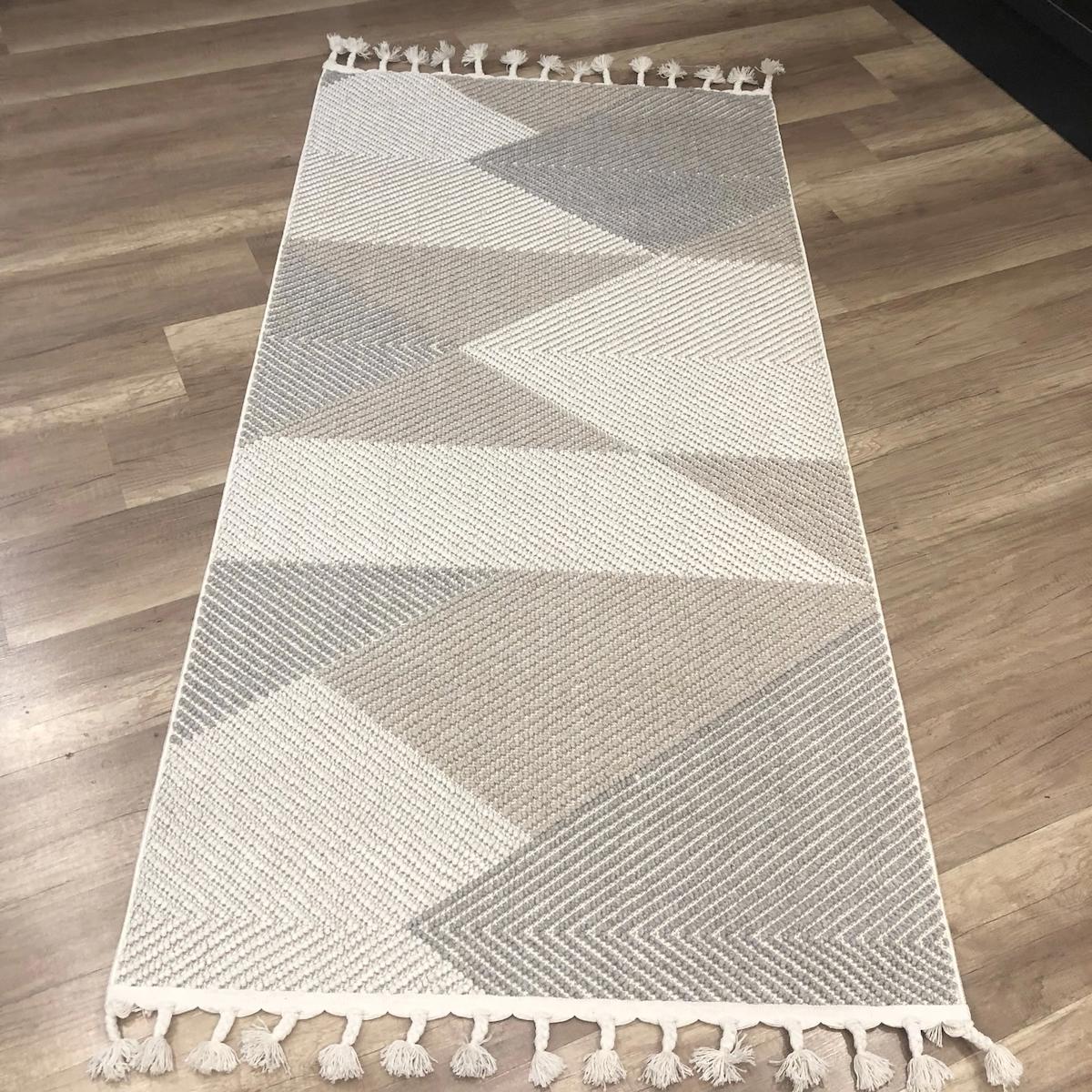 Hoom Rugs Bohho BH09 Krem 7 mm Akrilik Antialerjenik Yıkanabilir Orta Kaymaz Dikdörtgen Makine Dokuma Salon Halısı 160x300 cm