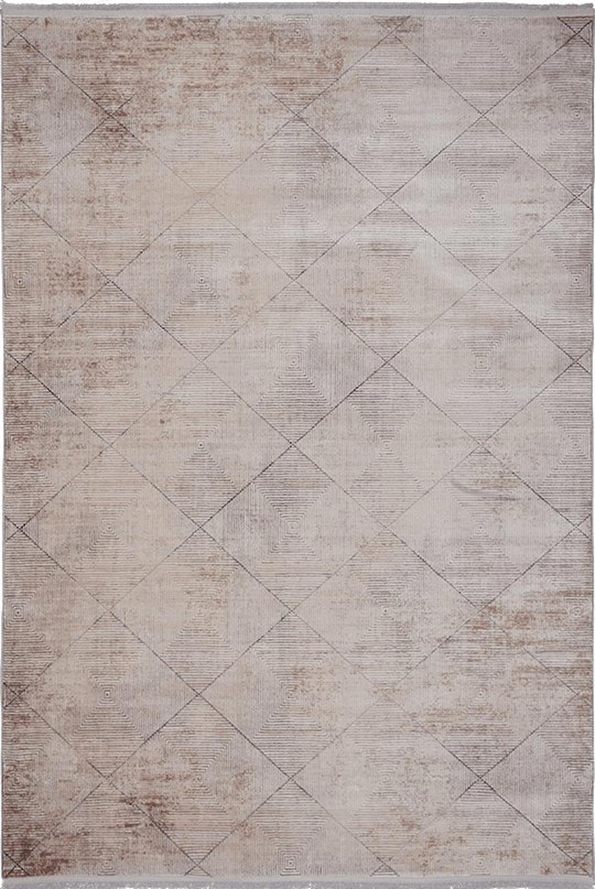 Kreasyon Halı Mazzini 1490 Krem 8 mm Polyester Yıkanabilir Kalın Dikdörtgen Makine Dokuma Halı 125x200 cm