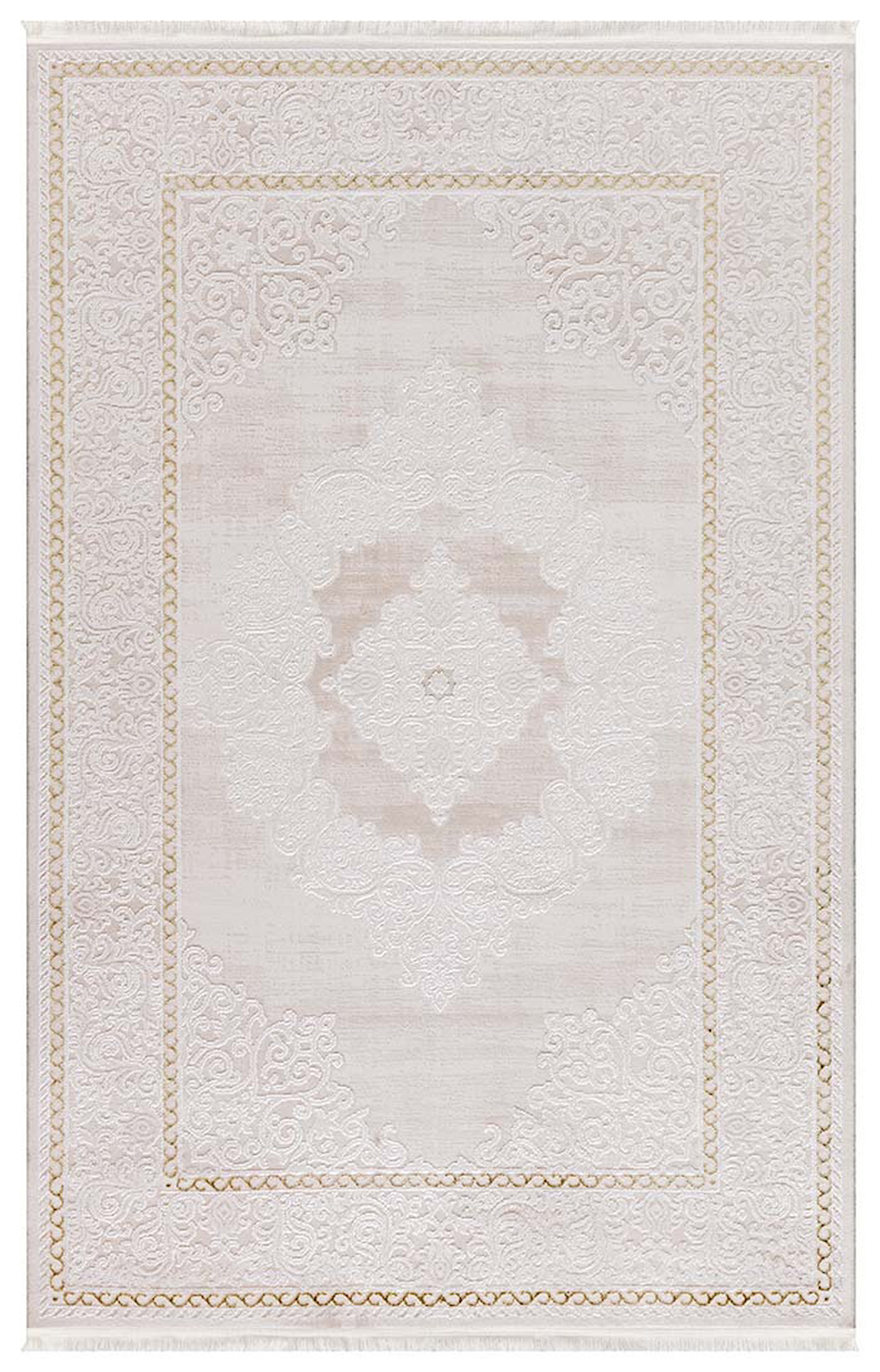 İpek Mekik Halı Fasilis 1351A Krem 7 mm Akrilik Yıkanabilir Orta Kaymaz Pamuk Taban Geometrik Dikdörtgen Makine Dokuma Çocuk Odası Halısı 100x300 cm