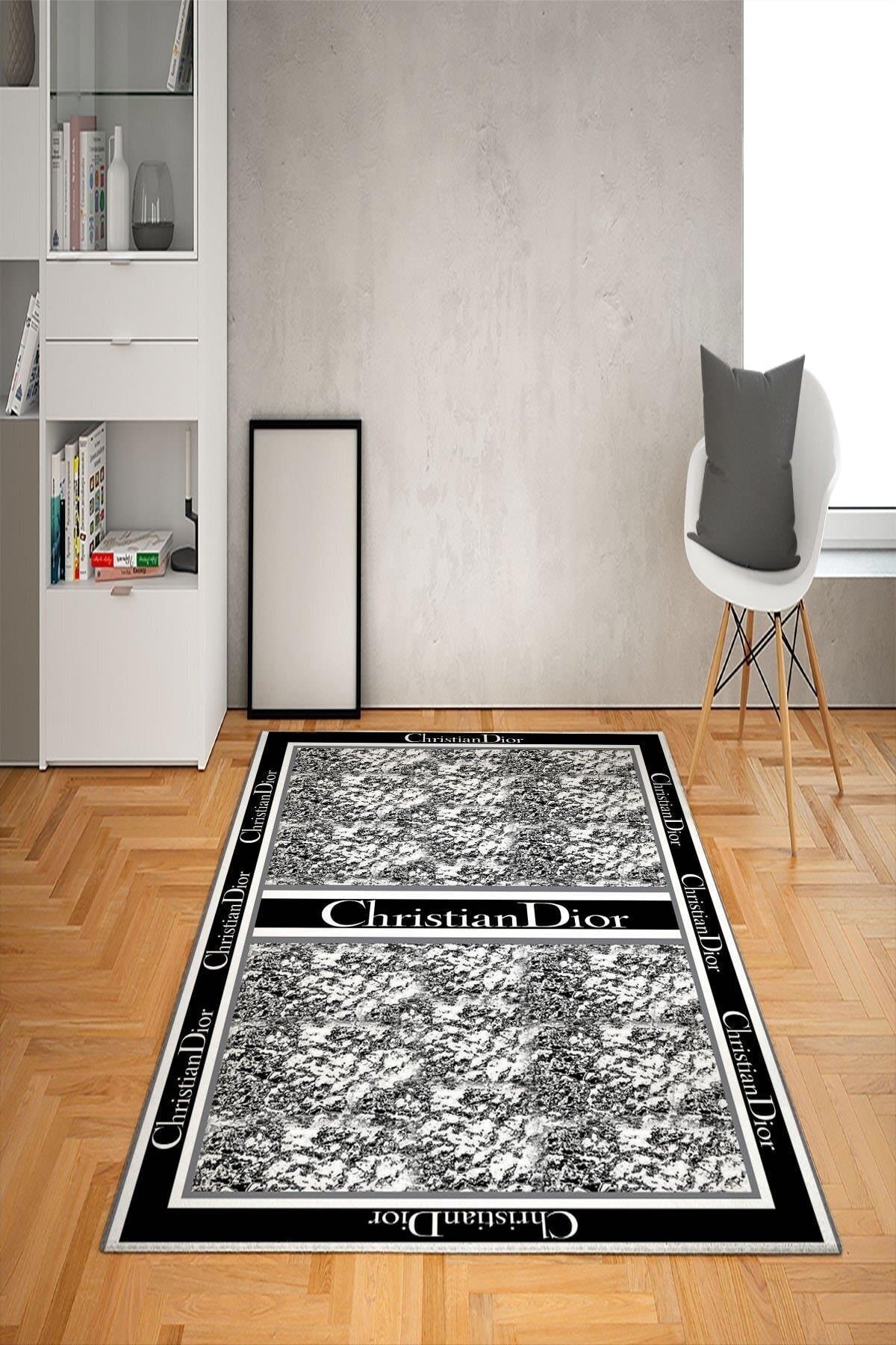 Doruklar Home Collection Gri-Siyah 0.7 mm Antibakteriyel Yıkanabilir Kalın Kaymaz Taban Dikdörtgen Makine Dokuma Çocuk Odası Halısı 140x200 cm