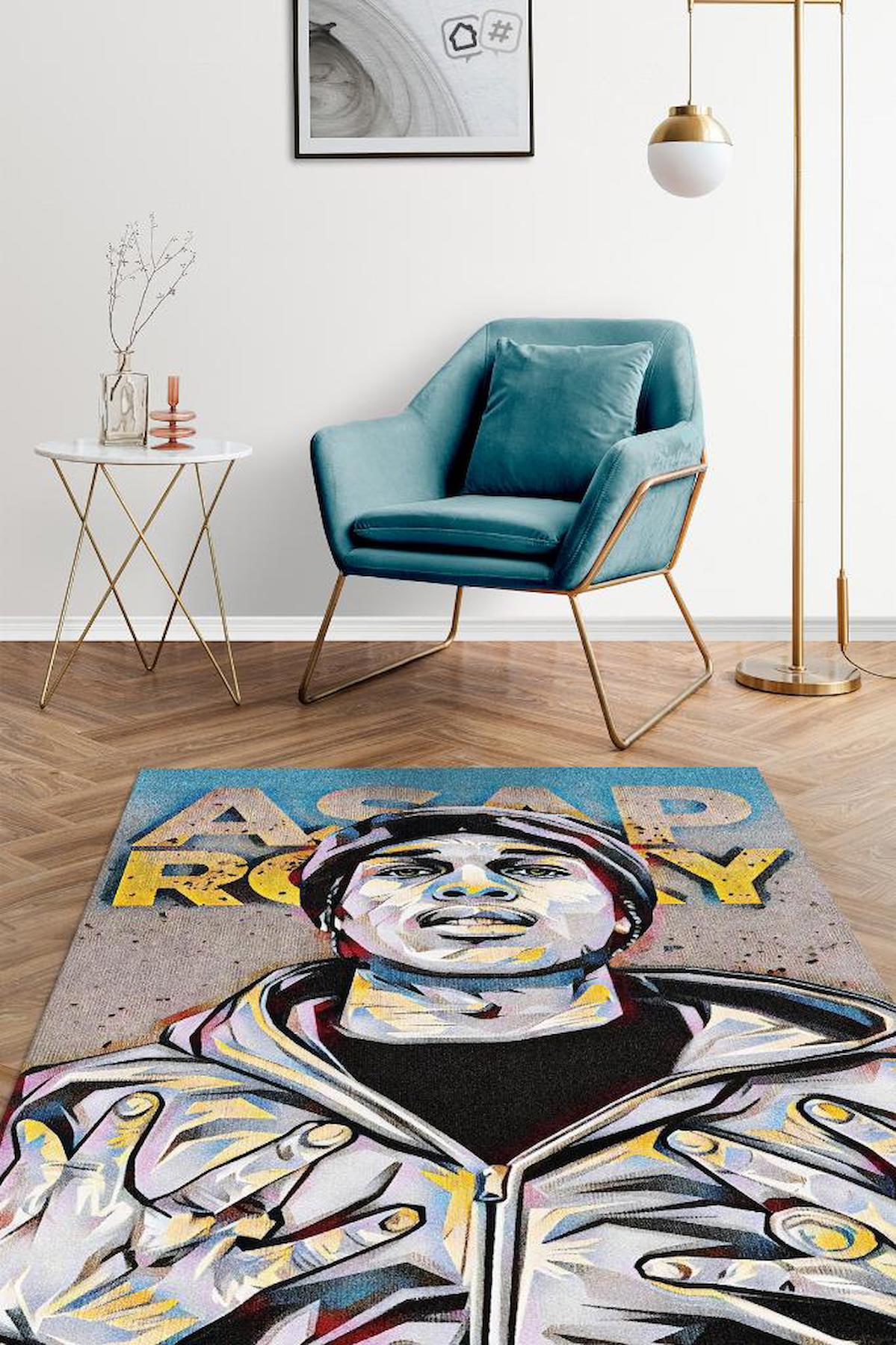 Homshtag Asap Rocky Krem 4 mm Polyester Antistatik Yıkanabilir İnce Kaymaz Dikdörtgen Makine Dokuma Genç Odası Halısı 80x300 cm
