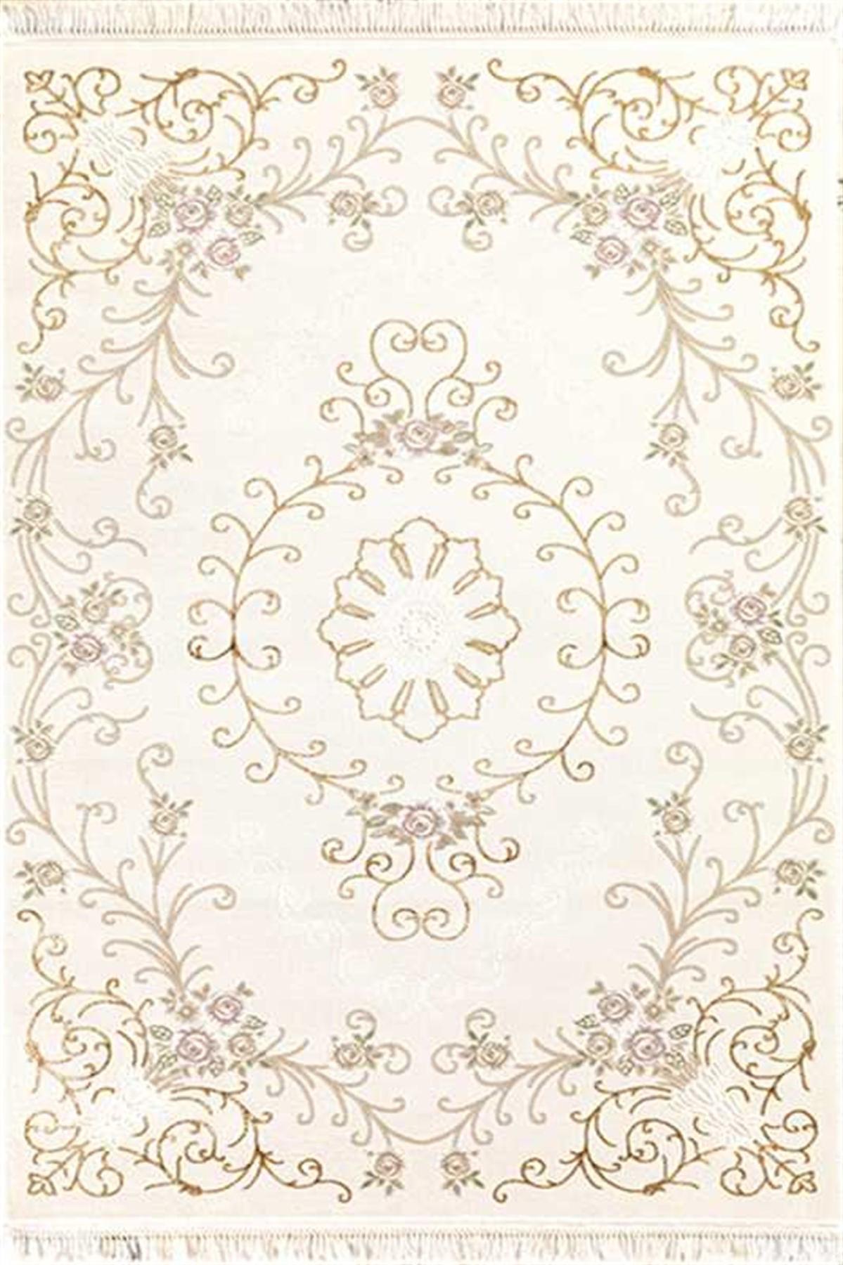 Efsane Halı Vento VE004060 Krem 12 mm Akrilik Silinebilir Yıkanabilir Orta Kaymaz Dikdörtgen Makine Dokuma Salon Halısı 80x150 cm