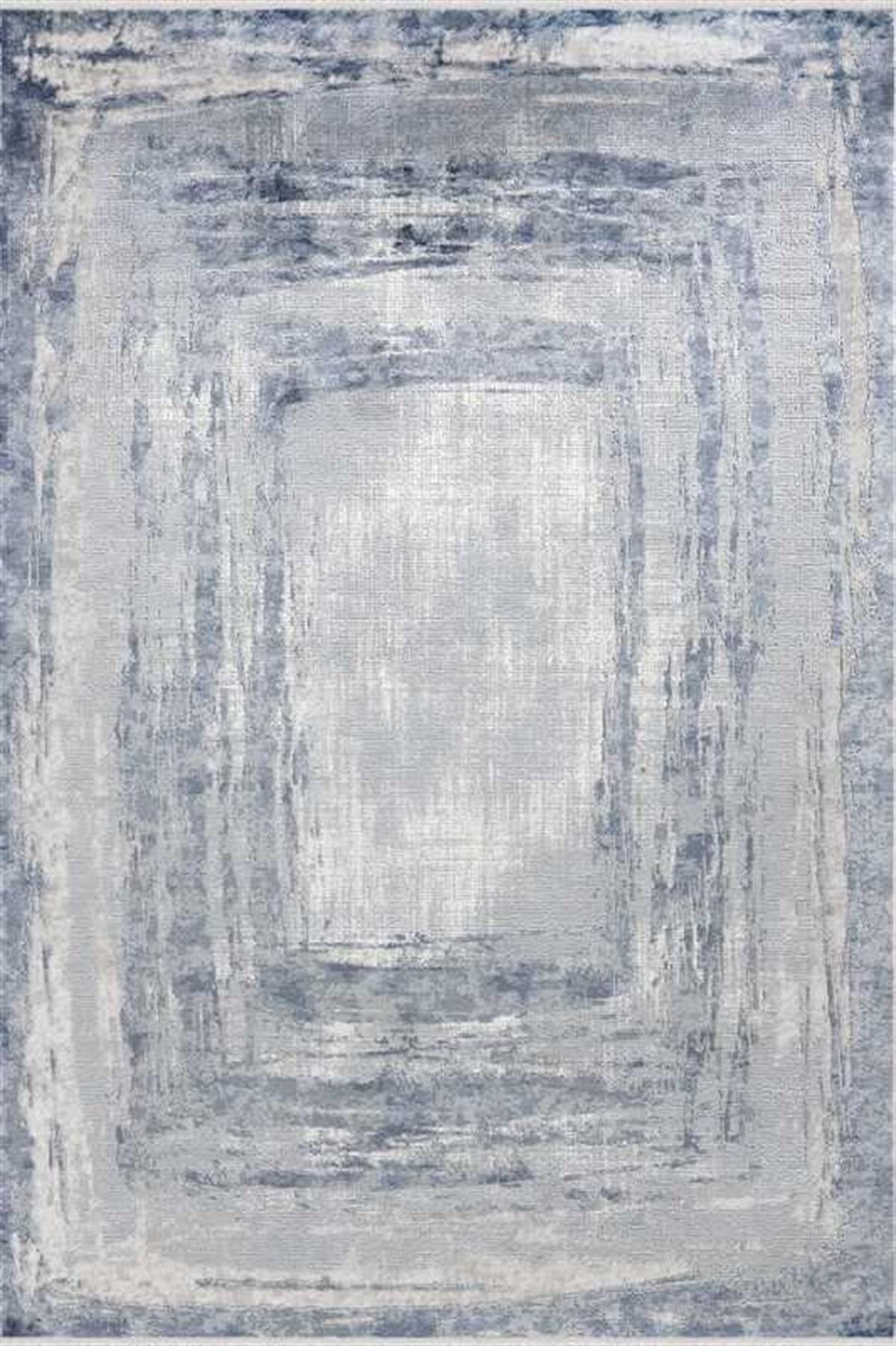 Merinos Tresor 19936 Mavi 8 mm Akrilik Yumuşak Yıkanabilir Kalın Kaymaz Dikdörtgen Makine Dokuma Salon Halısı 140x200 cm
