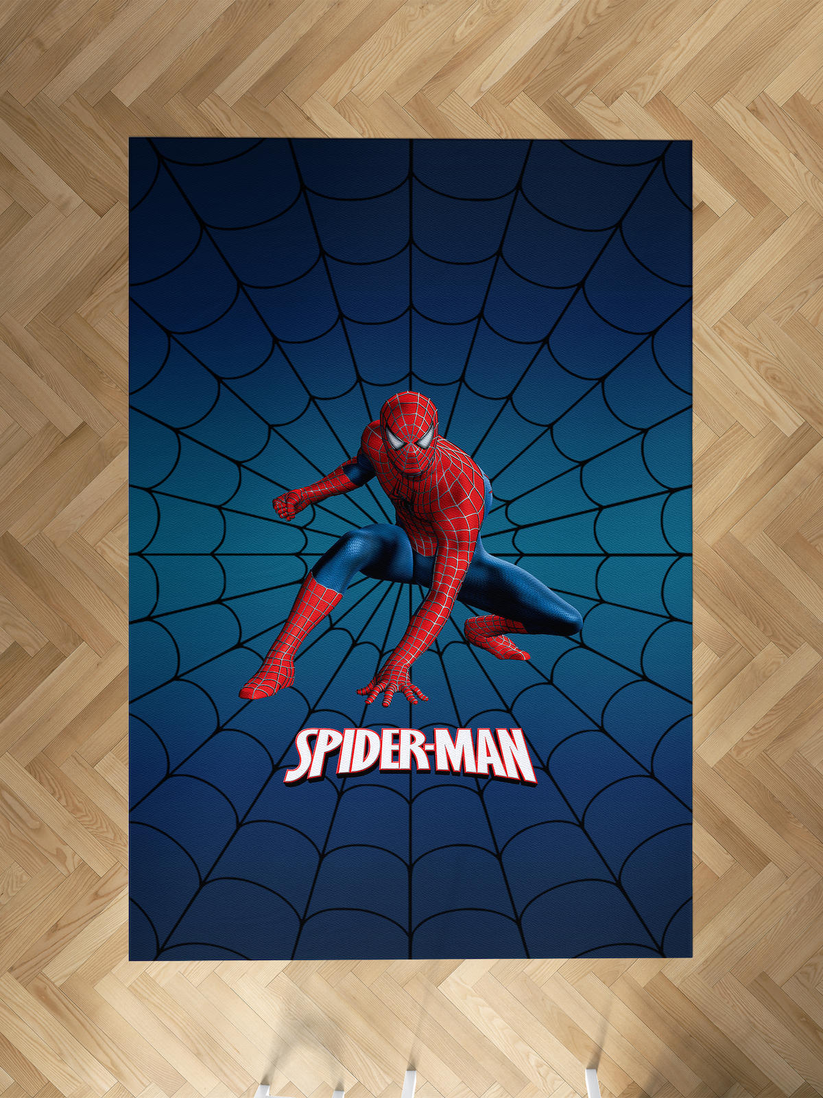 Mekta Home Spider Man Çok Renkli 10 mm Antibakteriyel Yıkanabilir İnce Kaymaz Dot Taban Dikdörtgen Makine Dokuma Çocuk Odası Halısı 160x160 cm