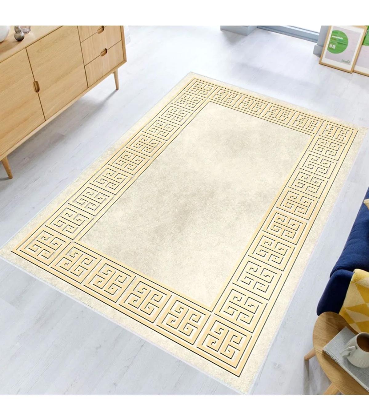 Rovigo Home RVG0635 Çok Renkli 8 mm Polyester Leke Tutmaz-Toz Tutmaz Yıkanabilir İnce Kaymaz Dot Taban Dikdörtgen Makine Dokuma Salon Halısı 80x150 cm