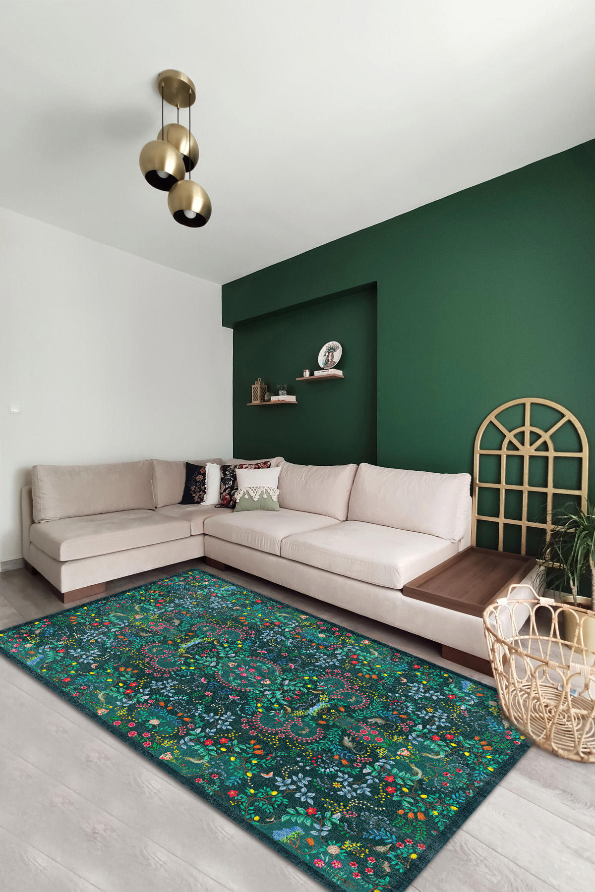 İlyaki Home Lamar Krem 0.8 mm Pamuk Antibakteriyel Yıkanabilir İnce Kaymaz Pamuk Taban Dikdörtgen Makine Dokuma Salon Halısı 120x120 cm