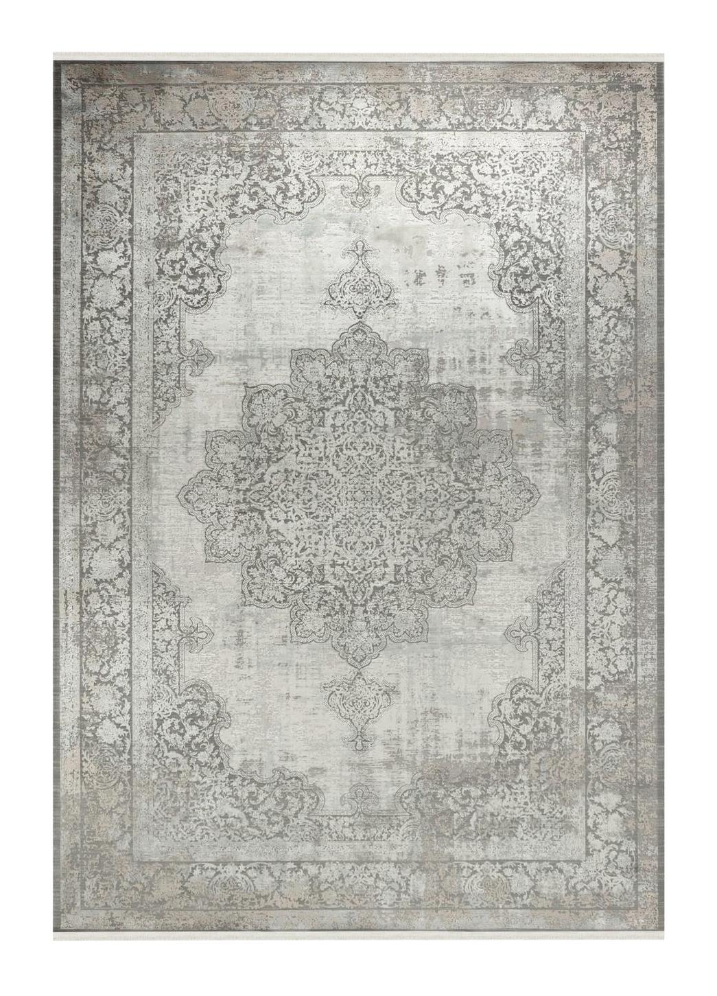 Apex Aura 2891 Antrasit Viskon Yıkanabilir İnce Kaymaz Jüt Taban Dikdörtgen Makine Dokuma Salon Halısı 80x120 cm