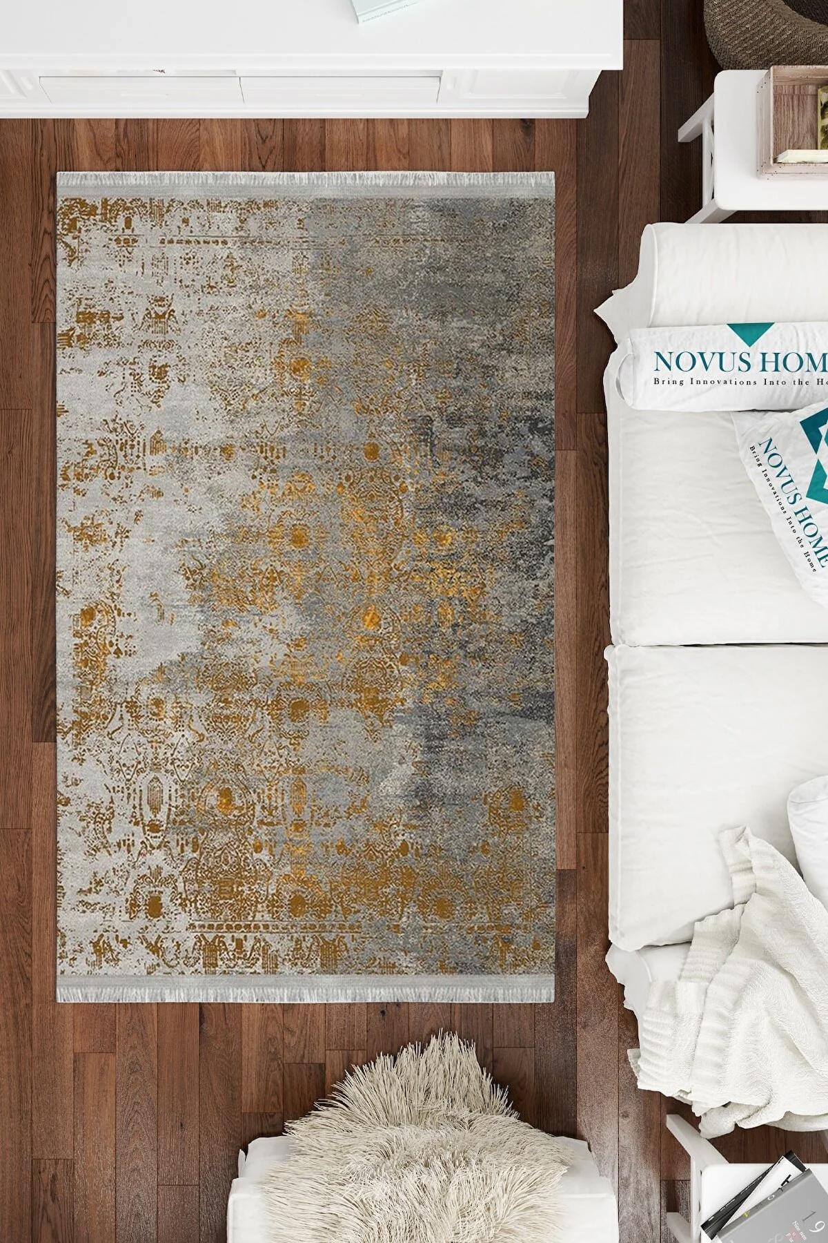 Novus Home Verona Serisi Krem 6 mm Polyester Antibakteriyel-Toz Tutmaz-Yalıtıma Yardımcı Yıkanabilir İnce Kaymaz Taban Dikdörtgen Makine Dokuma Antre-Salon-Yatak Odası Halısı 40x60 cm