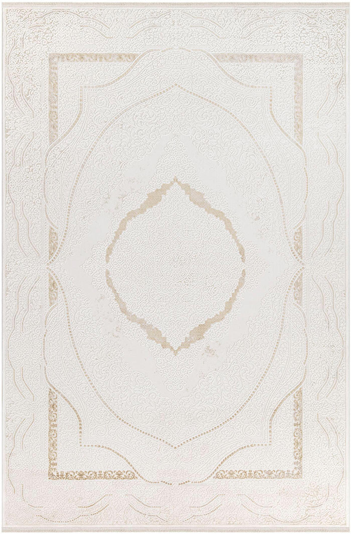 İpek Home Allures 12243 Bej-Kahverengi 8 mm Akrilik Yalıtıma Yardımcı Yıkanabilir Orta Kaymaz Pamuk Taban Dikdörtgen Makine Dokuma Salon Halısı 80x150 cm