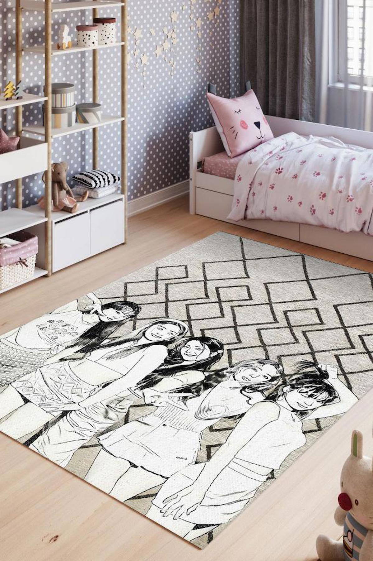 Homshtag Krem 4 mm Pamuk Antistatik Yıkanabilir İnce Kaymaz Dikdörtgen Makine Dokuma Genç Odası Halısı 80x150 cm