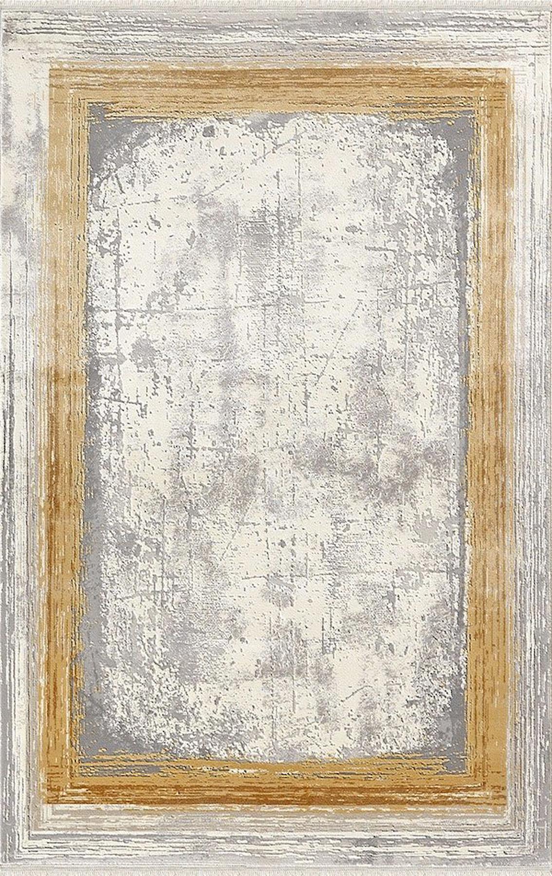 Merinos Therapy 34665 Krem 12 mm Viskon Yumuşak Yıkanabilir kalın Kaymaz Dikdörtgen Makine Dokuma Salon Halısı 100x150 cm