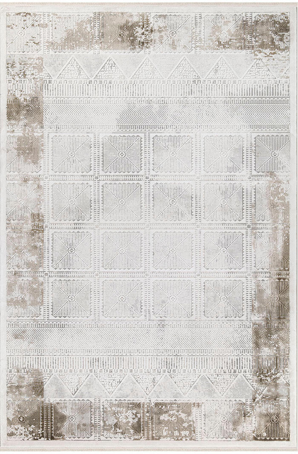İpek Home Allures 12055 Bej-Kahverengi 8 mm Akrilik Yalıtıma Yardımcı Yıkanabilir Orta Kaymaz Pamuk Taban Dikdörtgen Makine Dokuma Salon Halısı 80x150 cm