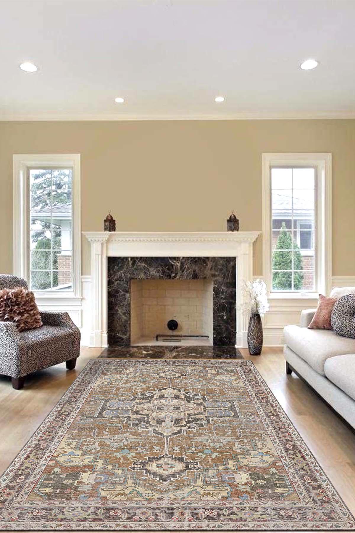İlyaki Home Afara Krem 0.8 mm Pamuk Yıkanabilir İnce Kaymaz Jüt Taban Dikdörtgen Makine Dokuma Salon Halısı 180x200 cm