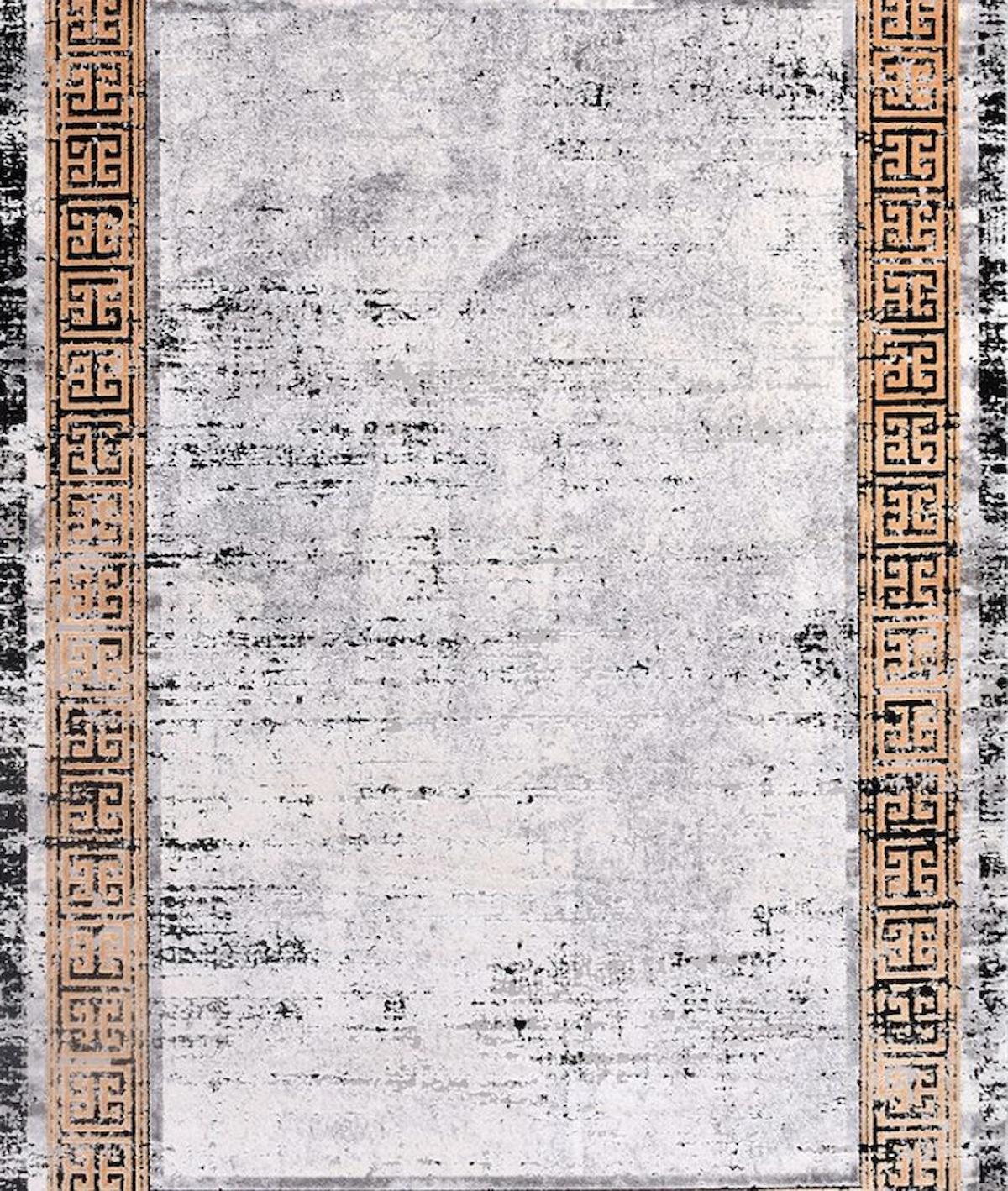 Crea Halı Kristal 18114 Krem 11 mm Akrilik Toz Tutmaz Yıkanabilir Orta Geometrik Dikdörtgen Makine Dokuma Salon Halısı 130x180 cm