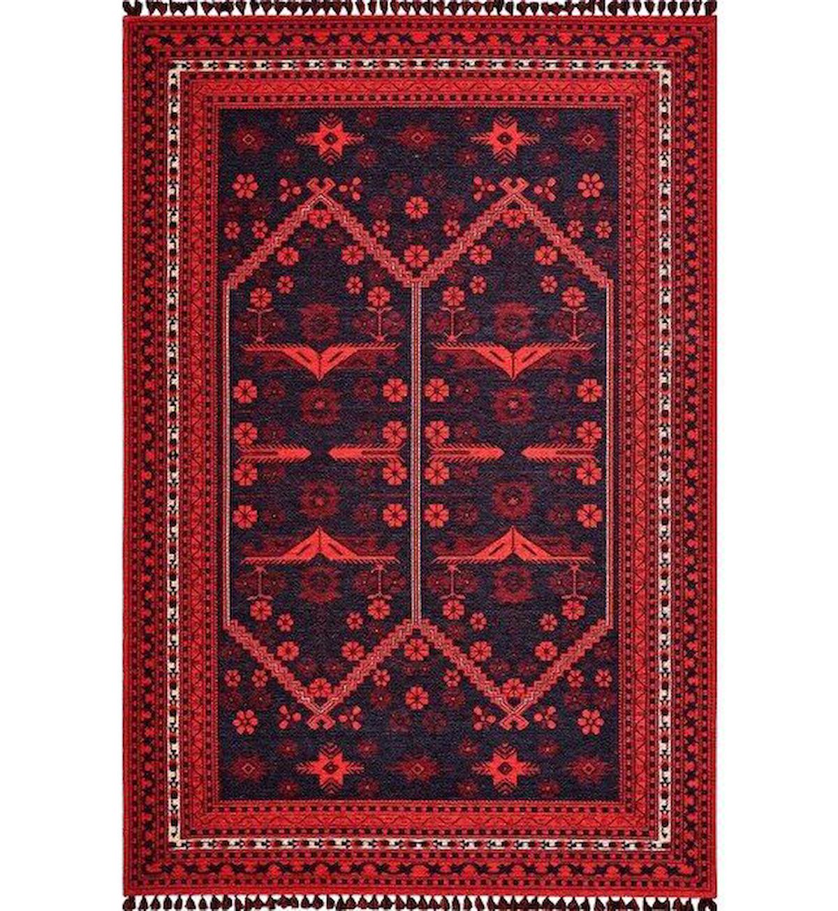 Gümüşsuyu Deco Anatolia 15912 Lacivert 6 mm Akrilik-Pamuk Toz Tutmaz Yıkanabilir İnce Kaymaz Taban Dikdörtgen Makine Dokuma Salon Halısı 140x200 cm