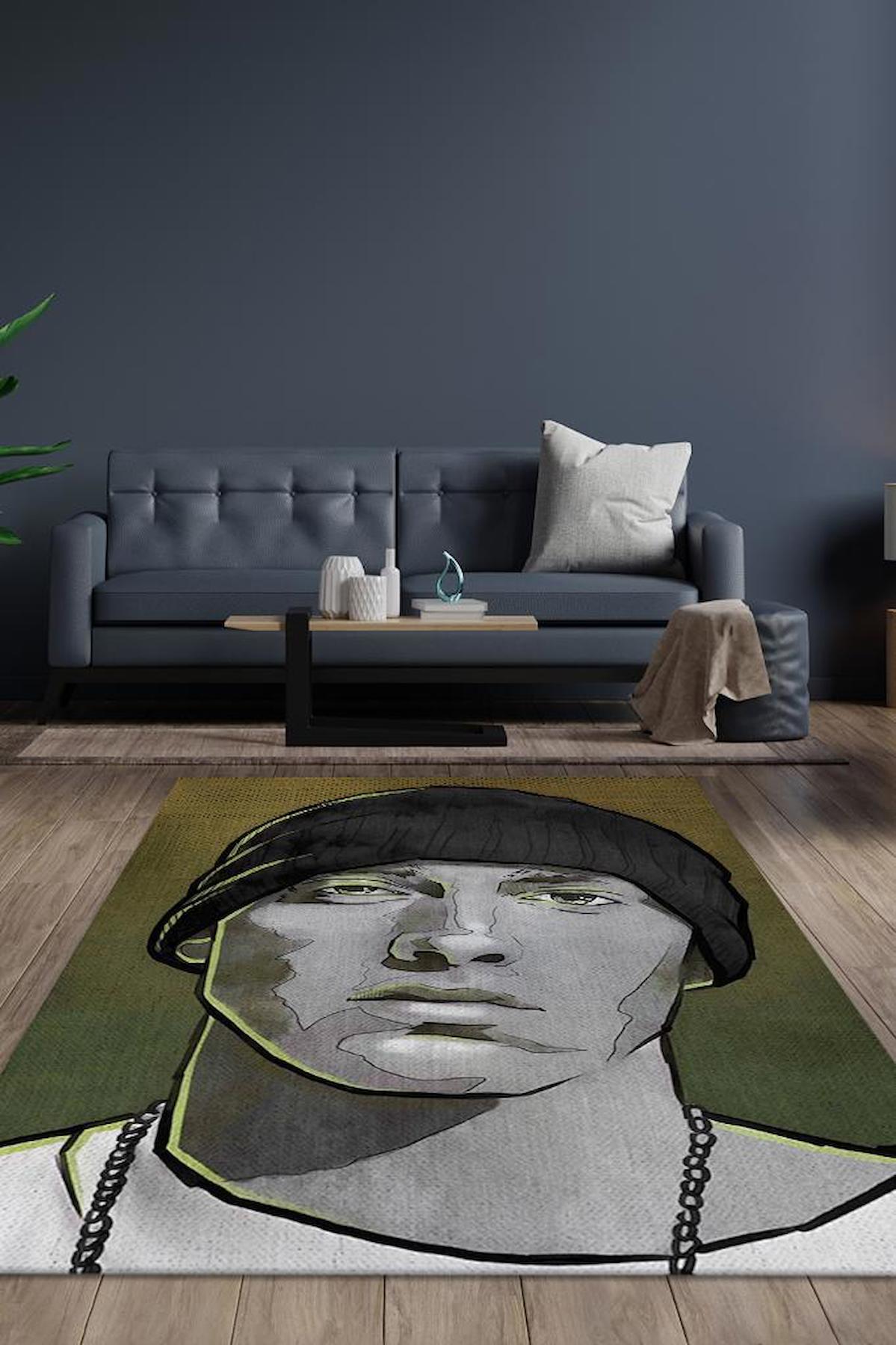 Homshtag Eminem Krem 4 mm Polyester Antistatik Yıkanabilir İnce Kaymaz Dikdörtgen Makine Dokuma Genç Odası Halısı 160x230 cm