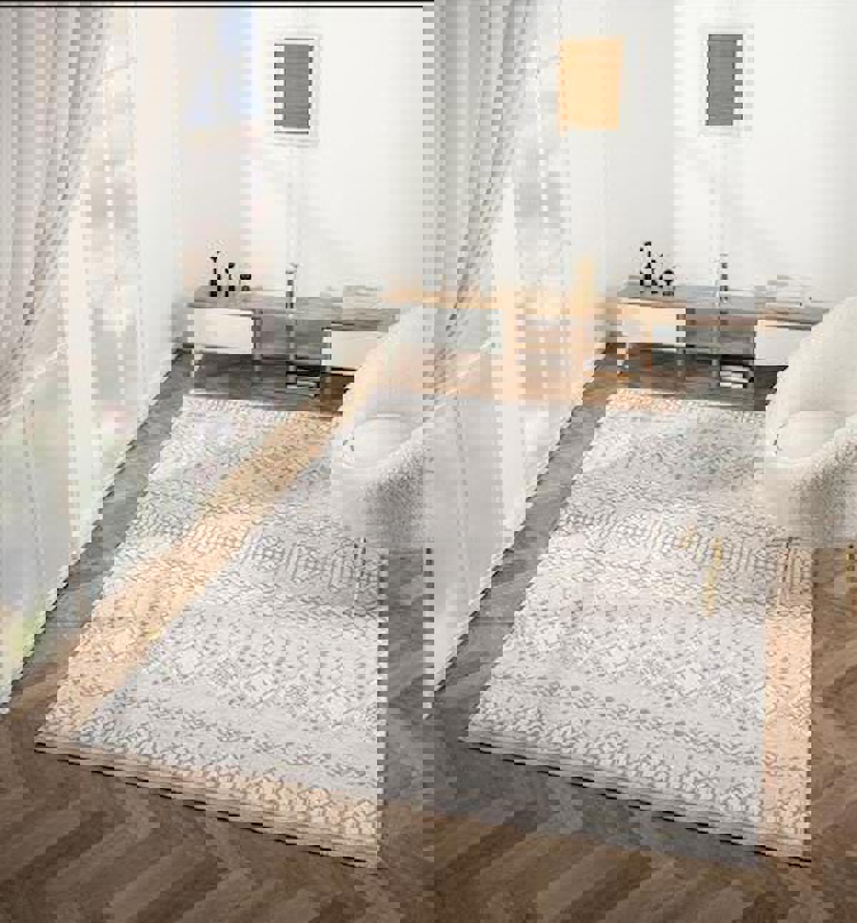 Çam Halı Crown FL007A Gri 12 mm Akrilik Silinebilir Yıkanabilir Orta Dikdörtgen Makine Dokuma Salon Halısı 100x150 cm