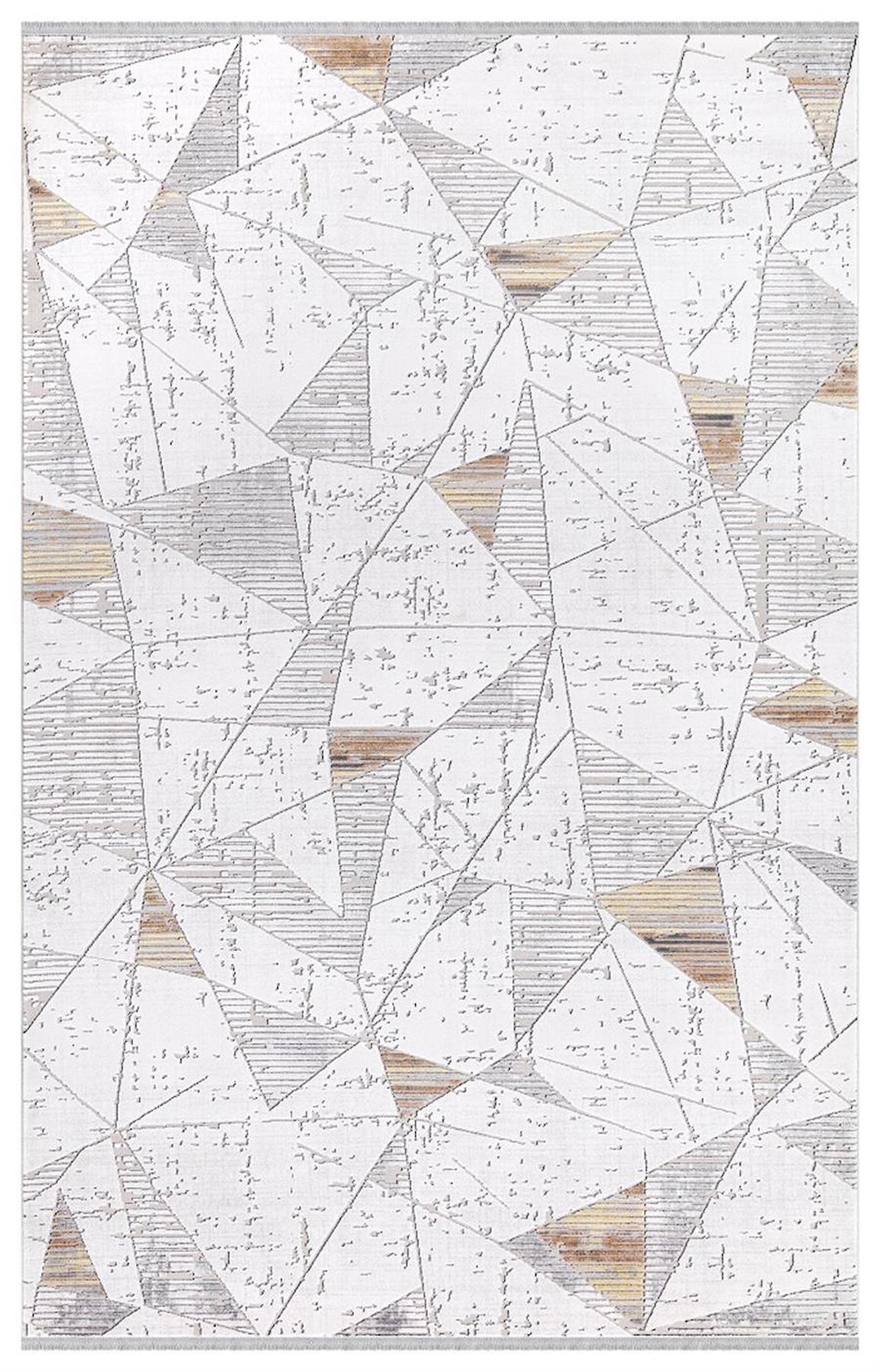 İpek Mekik Halı Roxanne 17169 Gri 8 mm Akrilik Yıkanabilir Orta Kaymaz Pamuk Taban Geometrik Dikdörtgen Makine Dokuma Antre-Çocuk Odası-Salon-Yatak Odası Halısı 80x300 cm