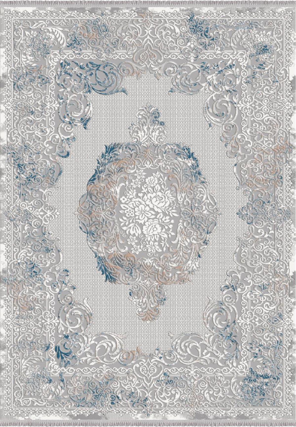İpek Mekik Halı Safarin 7637A Mavi 12 mm Akrilik Yıkanabilir Orta Kaymaz Jüt Taban Dikdörtgen Makine Dokuma Antre-Çocuk Odası-Salon-Yatak Odası Halısı 160x230 cm