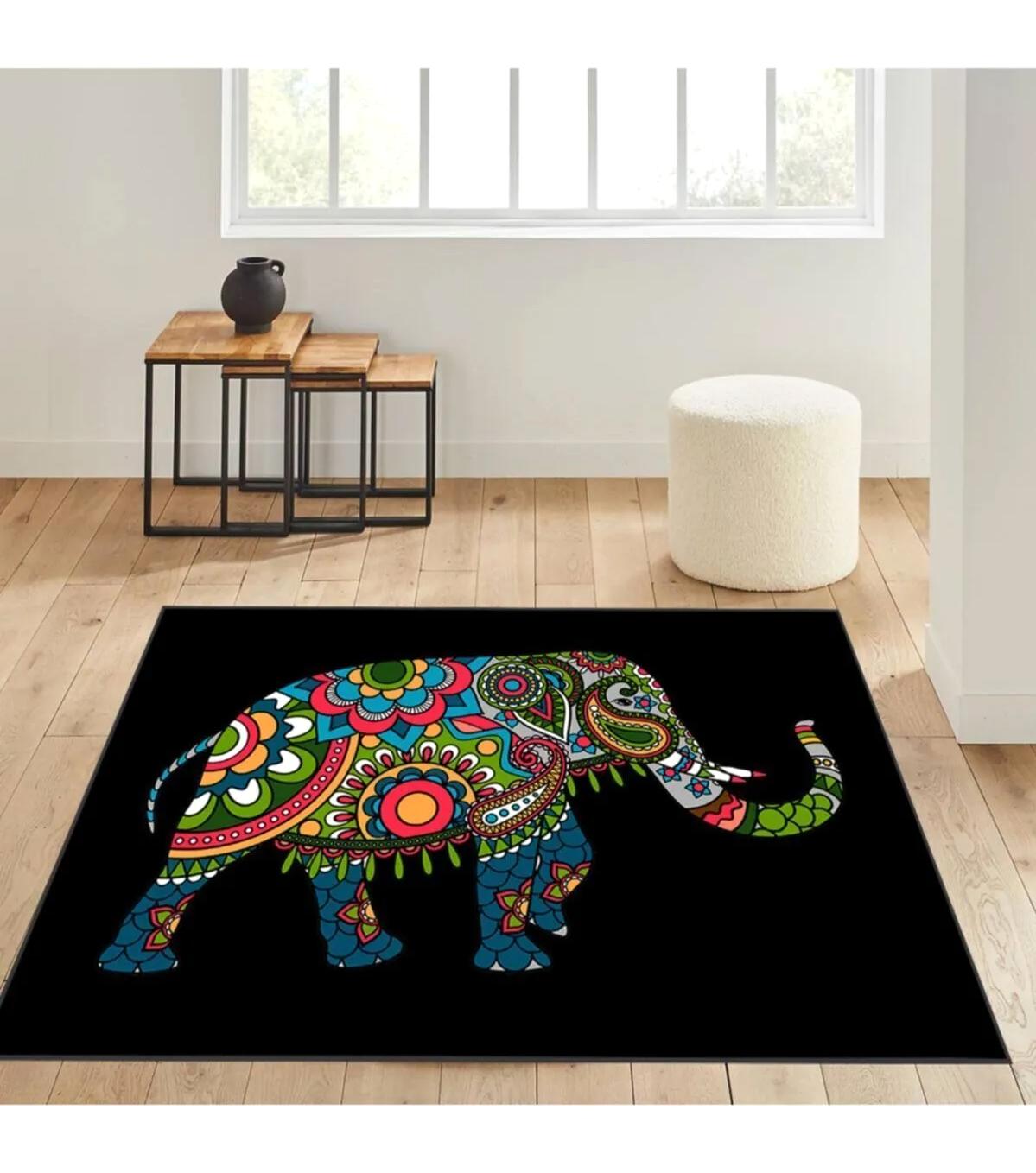 Rovigo Home RVG1303 Çok Renkli 8 mm Polyester Leke Tutmaz-Toz Tutmaz Yıkanabilir İnce Kaymaz Dot Taban Dikdörtgen Makine Dokuma Salon Halısı 120x180 cm