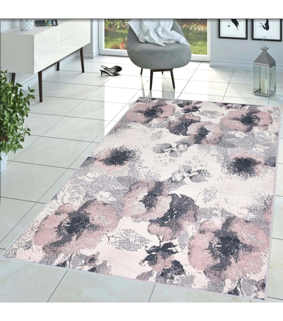 Rovigo Home RVG1428 Çok Renkli 8 mm Polyester Kaymaz Taban Dikdörtgen Halı 120x120 cm