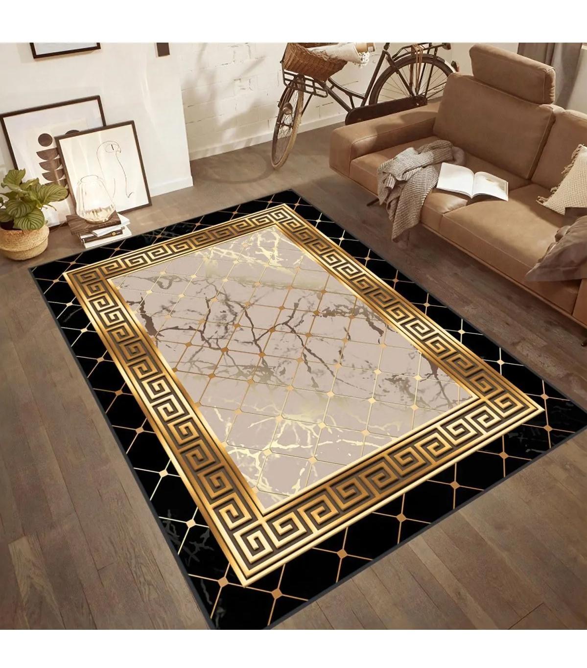 Rovigo Home RVG1833-SM99 Çok Renkli 8 mm Polyester Leke Tutmaz-Toz Tutmaz Yıkanabilir İnce Kaymaz Dot Taban Dikdörtgen Makine Dokuma Salon Halısı 120x180 cm