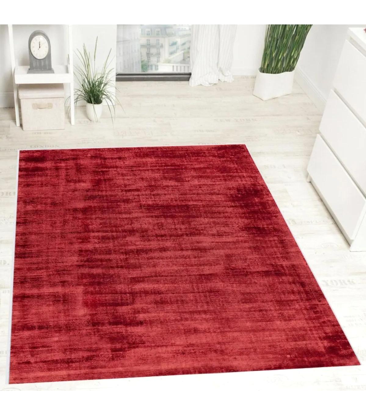 Rovigo Home RVG1921 Krem 8 mm Polyester Leke Tutmaz-Toz Tutmaz Yıkanabilir İnce Kaymaz Dot Taban Dikdörtgen Makine Dokuma Salon Halısı 100x200 cm