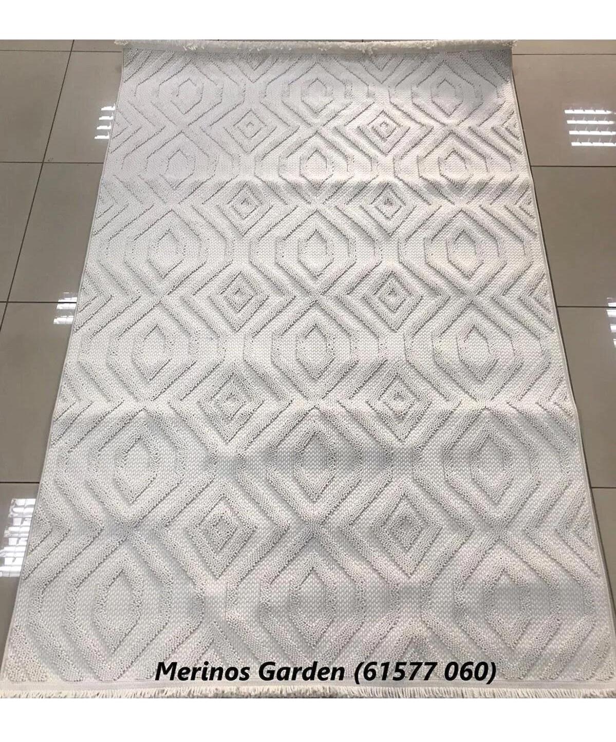 Merinos Garden 61577 Krem 8.5 mm Mikropolyester Antibakteriyel Yıkanabilir Kalın Kaymaz Lateks Taban Dikdörtgen Makine Dokuma Salon Halısı 100x140 cm