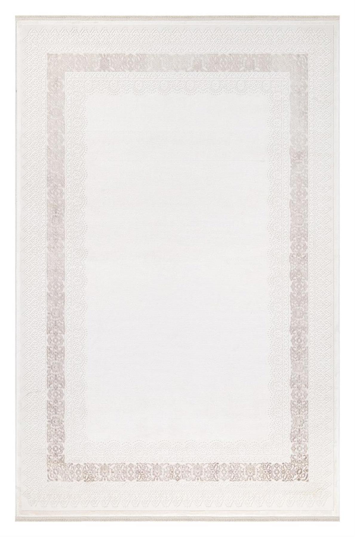 İpek Mekik Halı Allures 12245 Krem 12 mm Bambu Yıkanabilir Kalın Kaymaz Dikdörtgen Makine Dokuma Salon Halısı 100x300 cm