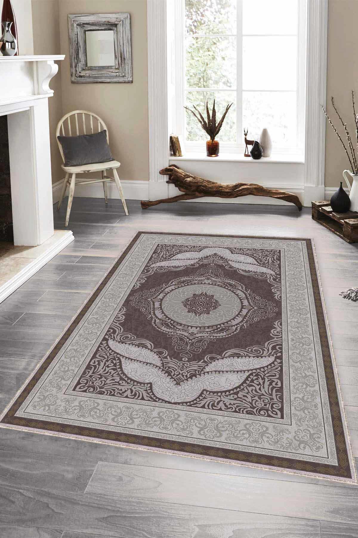 Viva Home MK50 Bej 7 mm Mikropolyester Leke Tutmaz Yıkanabilir İnce Kaymaz Dot Taban Dikdörtgen Makine Dokuma Salon Halısı 80x150 cm