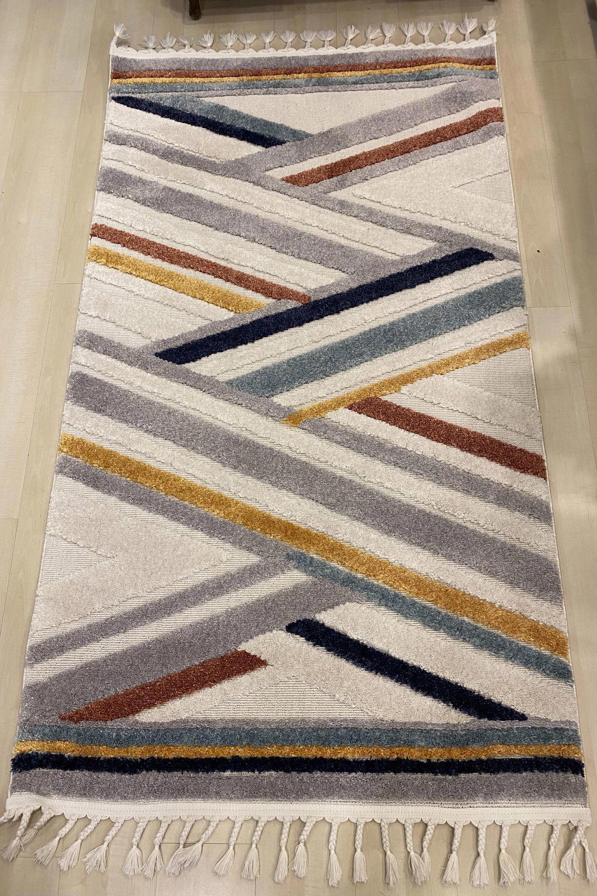 Eko Halı Terazzo TRZ05 Krem 10 mm Polyester Silinebilir Yıkanabilir Orta Kaymaz Dikdörtgen Makine Dokuma Oturma Odası-Salon Halısı 200x290 cm