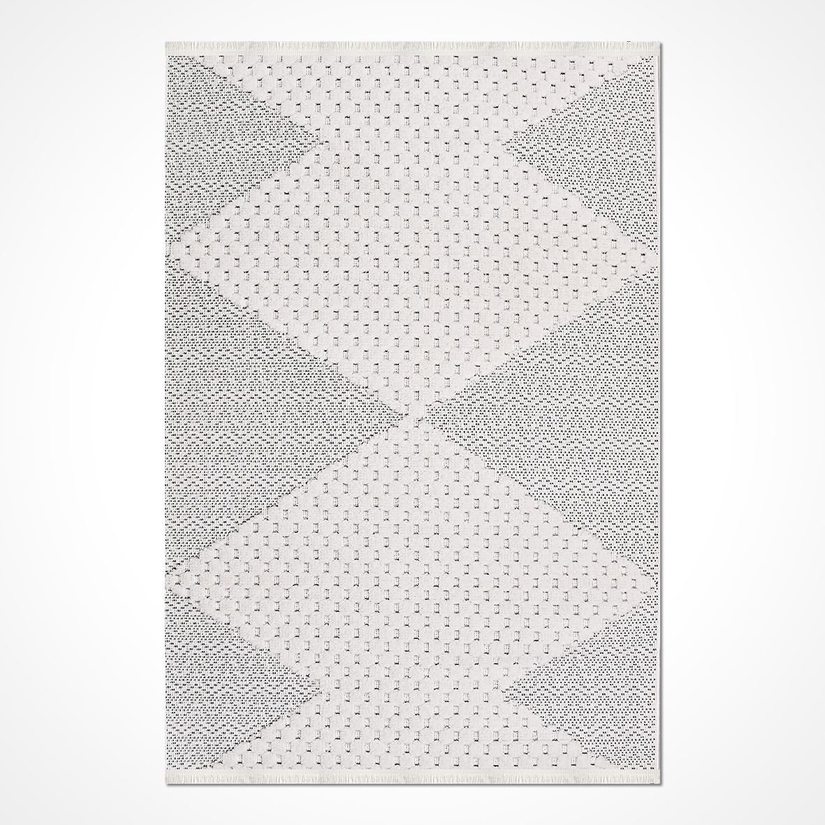 Crea Halı Rey 1854AK Krem 8 mm Polyester Toz Tutmaz Yıkanabilir Orta Geometrik Dikdörtgen Makine Dokuma Salon Halısı 80x150 cm