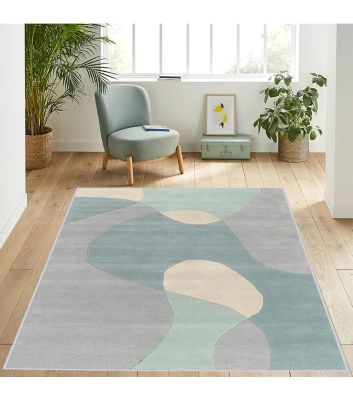Rovigo Home RVG1241 Çok Renkli 8 mm Polyester Antibakteriyel-Leke Tutmaz-Toz Tutmaz Yıkanabilir İnce Kaymaz Dot Taban Dikdörtgen Makine Dokuma Salon Halısı 80x500 cm