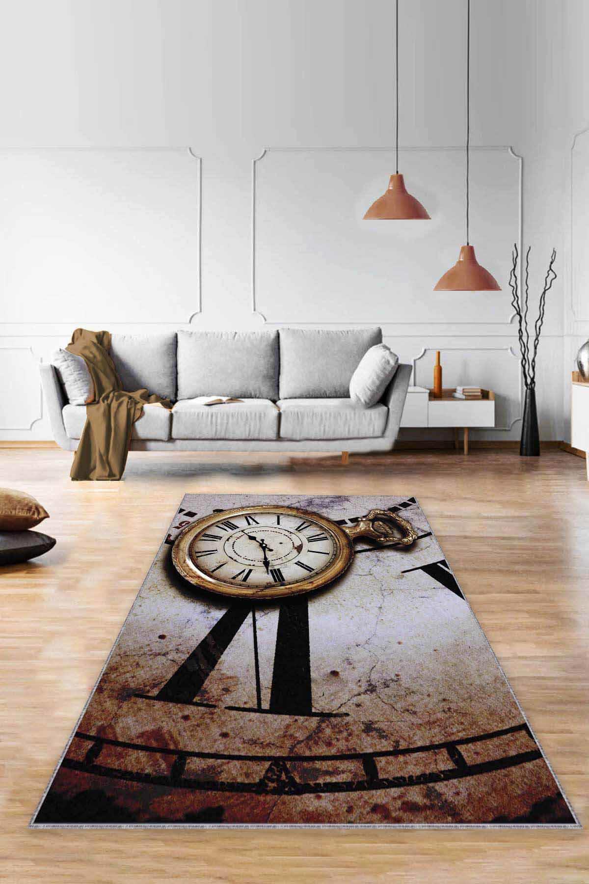 Viva Home RV360 Bej 7 mm Mikropolyester Leke Tutmaz Yıkanabilir İnce Kaymaz Dot Taban Dikdörtgen Makine Dokuma Salon Halısı 180x300 cm
