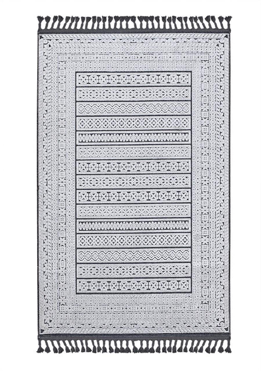 Kreasyon Halı Rönesans 9203 Gri 3 mm Akrilik Antialerjenik Yıkanabilir İnce Kaymaz Pamuk Taban Dikdörtgen Makine Dokuma Salon Halısı 140x200 cm