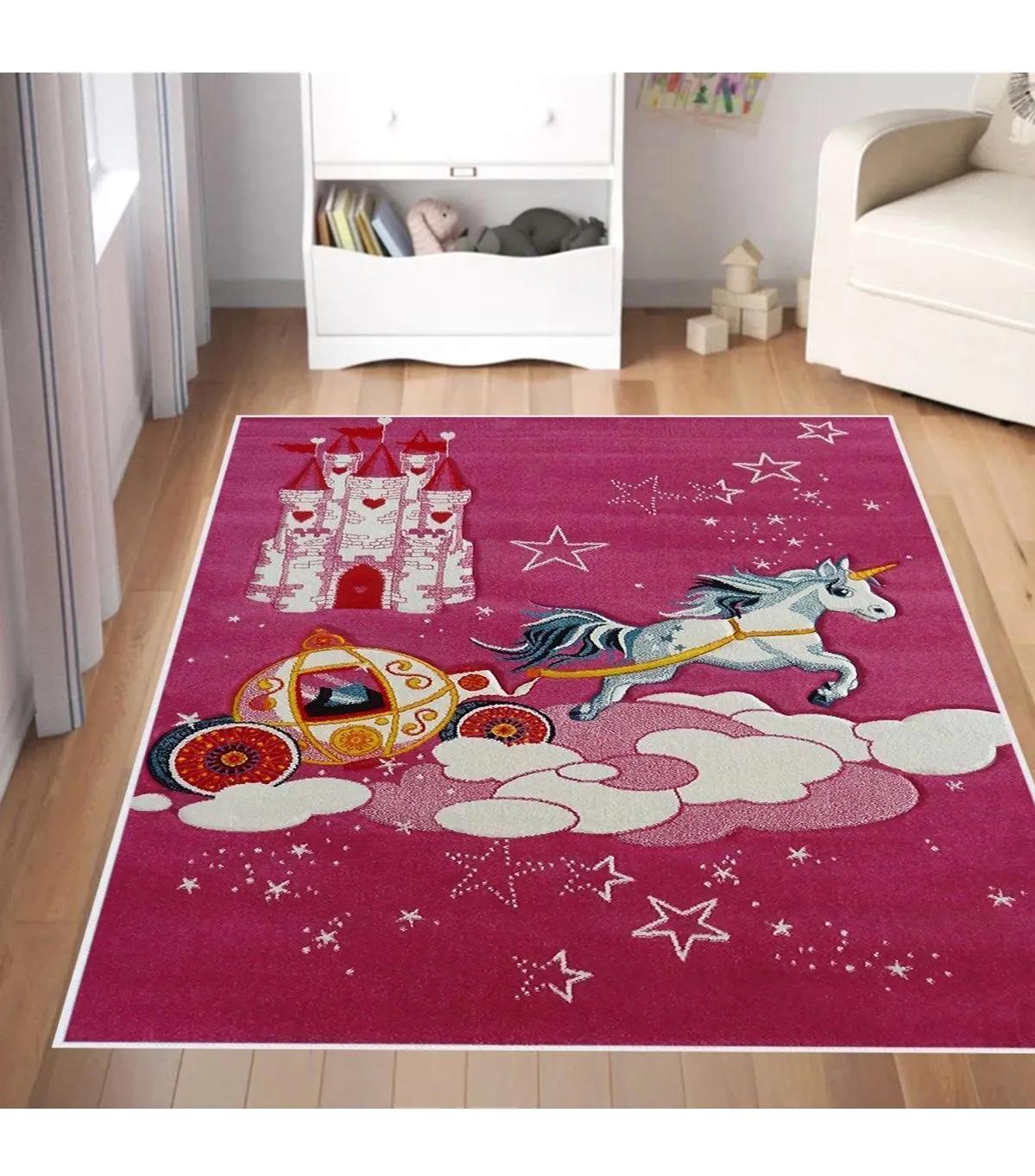 Rovigo Home RVG4066 Çok Renkli 8 mm Polyester Yıkanabilir Orta Kaymaz Dot Taban Dikdörtgen Makine Dokuma Çocuk Odası Halısı 140x200 cm