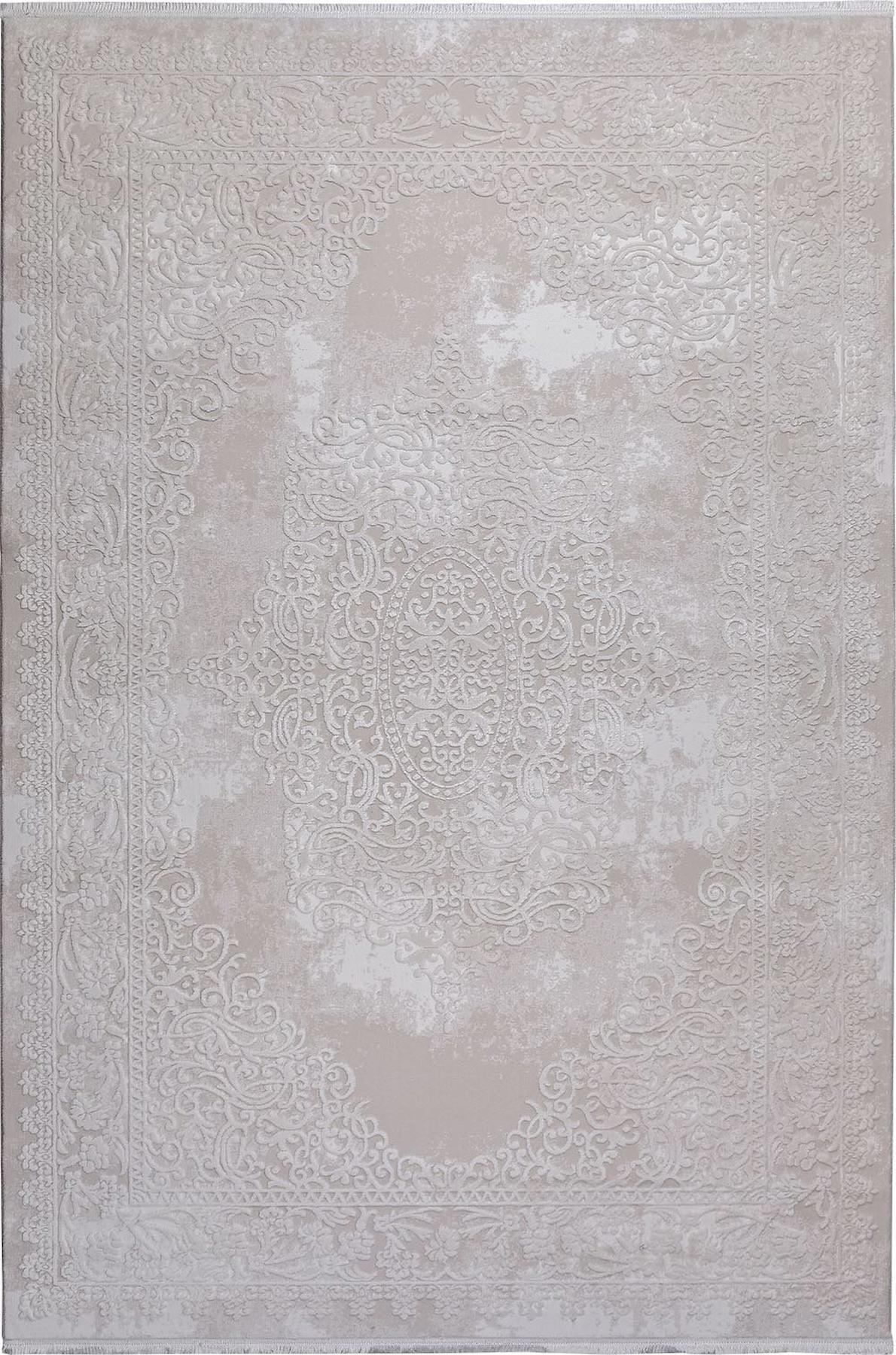 Kreasyon Halı Elkenz 7559 Krem 12 mm Akrilik Yıkanabilir Kalın Pamuk Taban Dikdörtgen Makine Dokuma Salon Halısı 125x200 cm