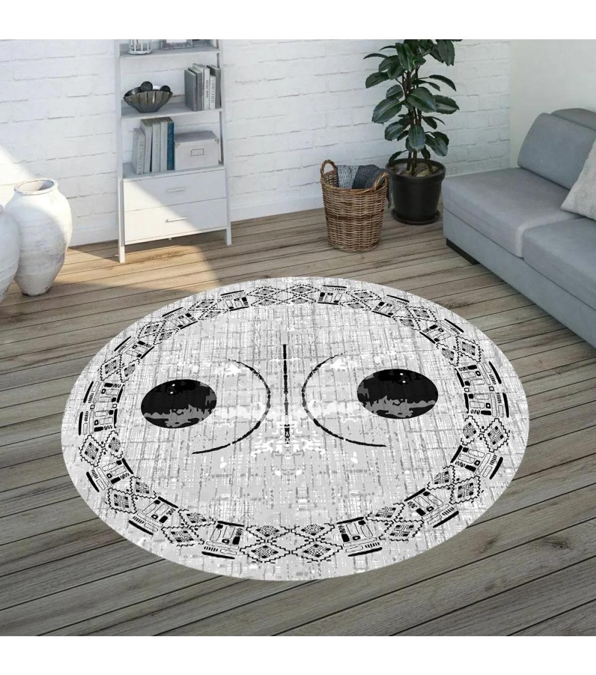 Rovigo Home RVG7320-SD1069 Gri 8 mm Polyester Antibakteriyel-Leke Tutmaz-Toz Tutmaz Yıkanabilir İnce Kaymaz Dot Taban Yuvarlak Makine Dokuma Salon Halısı 120x180 cm