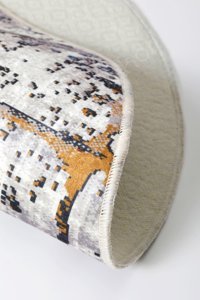 Dijidekor KY7005 Çok Renkli 7 mm Polyester Yıkanabilir Orta Kaymaz Dot Taban Yuvarlak Makine Dokuma Salon Halısı 180x180 cm