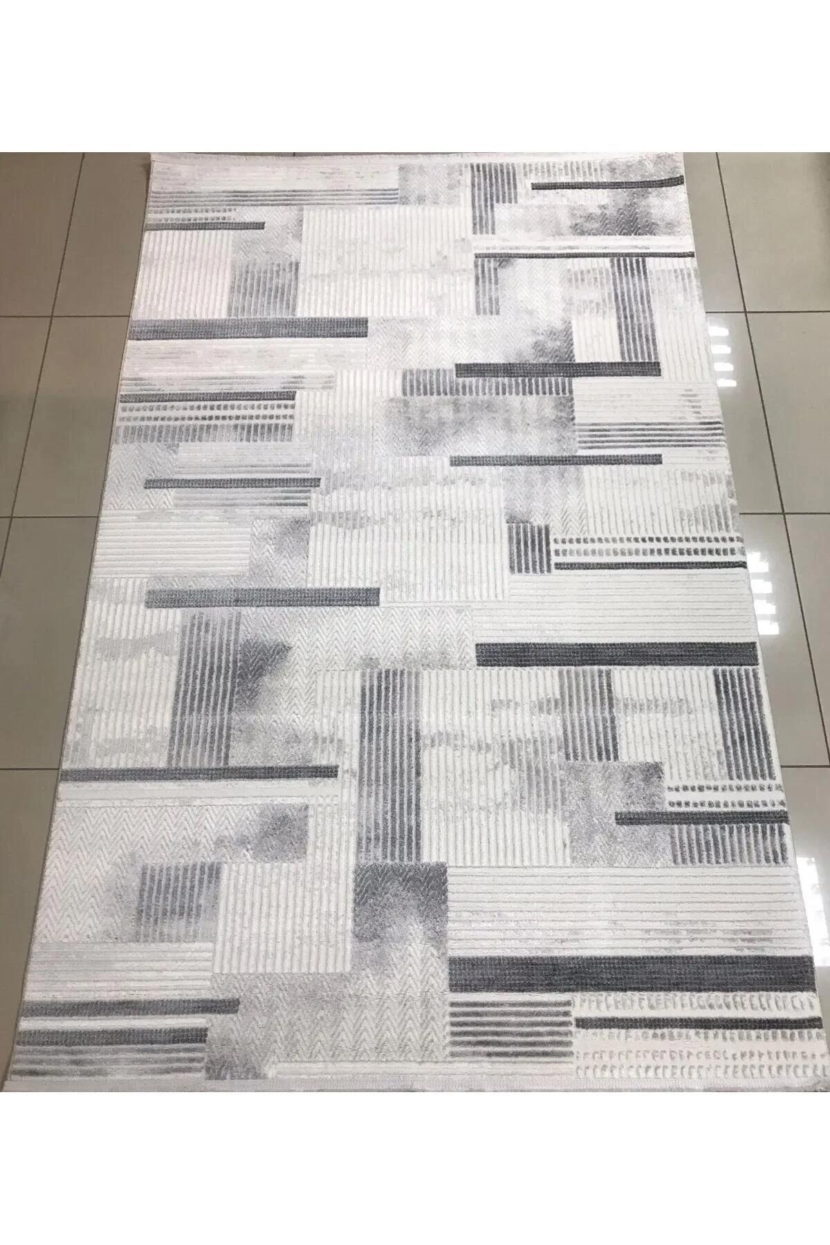 Merinos Diyez 39140 Krem 8.5 mm Akrilik Yıkanabilir İnce Kaymaz Dikdörtgen Makine Dokuma Salon Halısı 180x250 cm