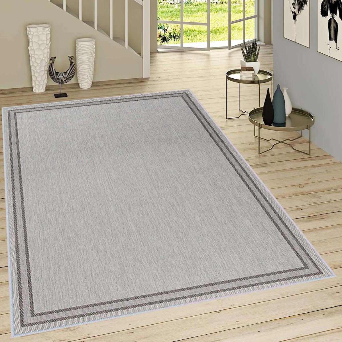 Rovigo Home RVG1439 Gri 8 mm Polyester Leke Tutmaz-Toz Tutmaz Yıkanabilir İnce Kaymaz Dot Taban Dikdörtgen Makine Dokuma Salon Halısı 100x300 cm