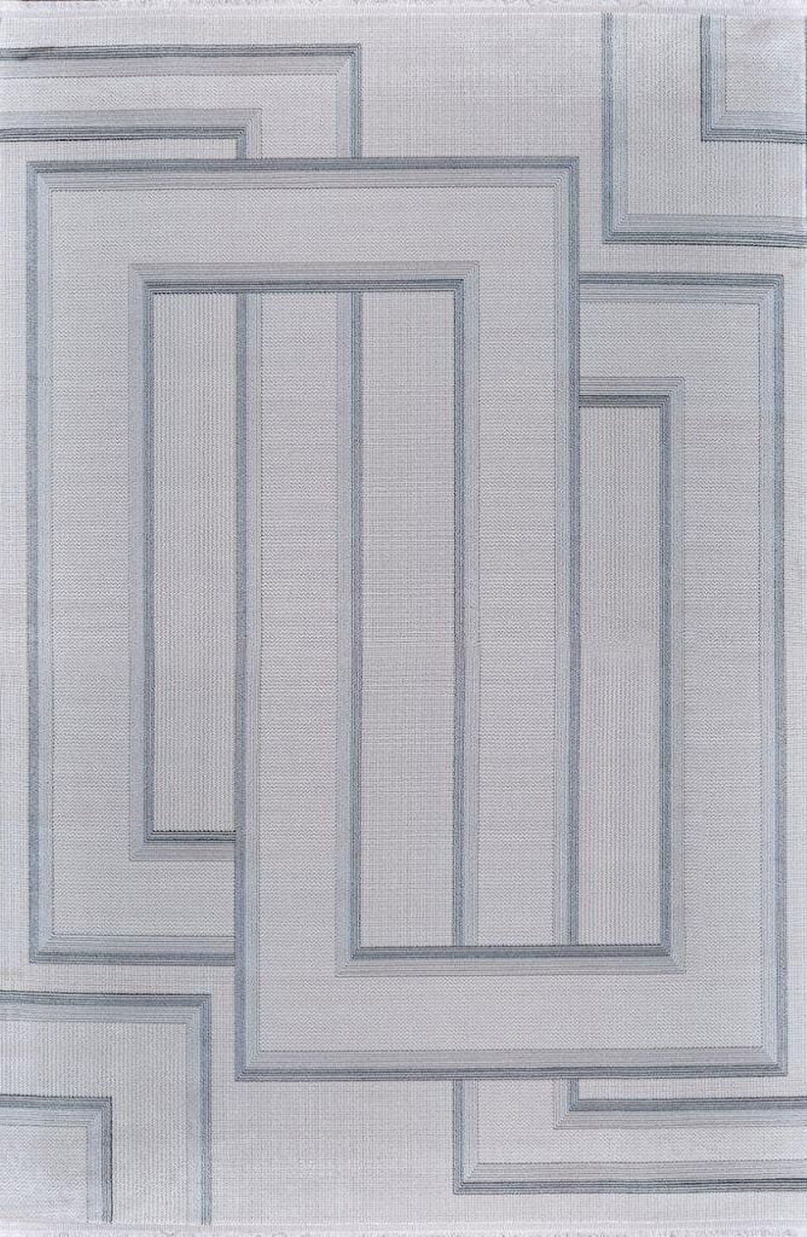 Gümüşsuyu Esiliva 16719 Mavi 8 mm Akrilik-Viskon Toz Tutmaz Yıkanabilir İnce Kaymaz Geometrik Dikdörtgen Makine Dokuma Salon Halısı 100x300 cm