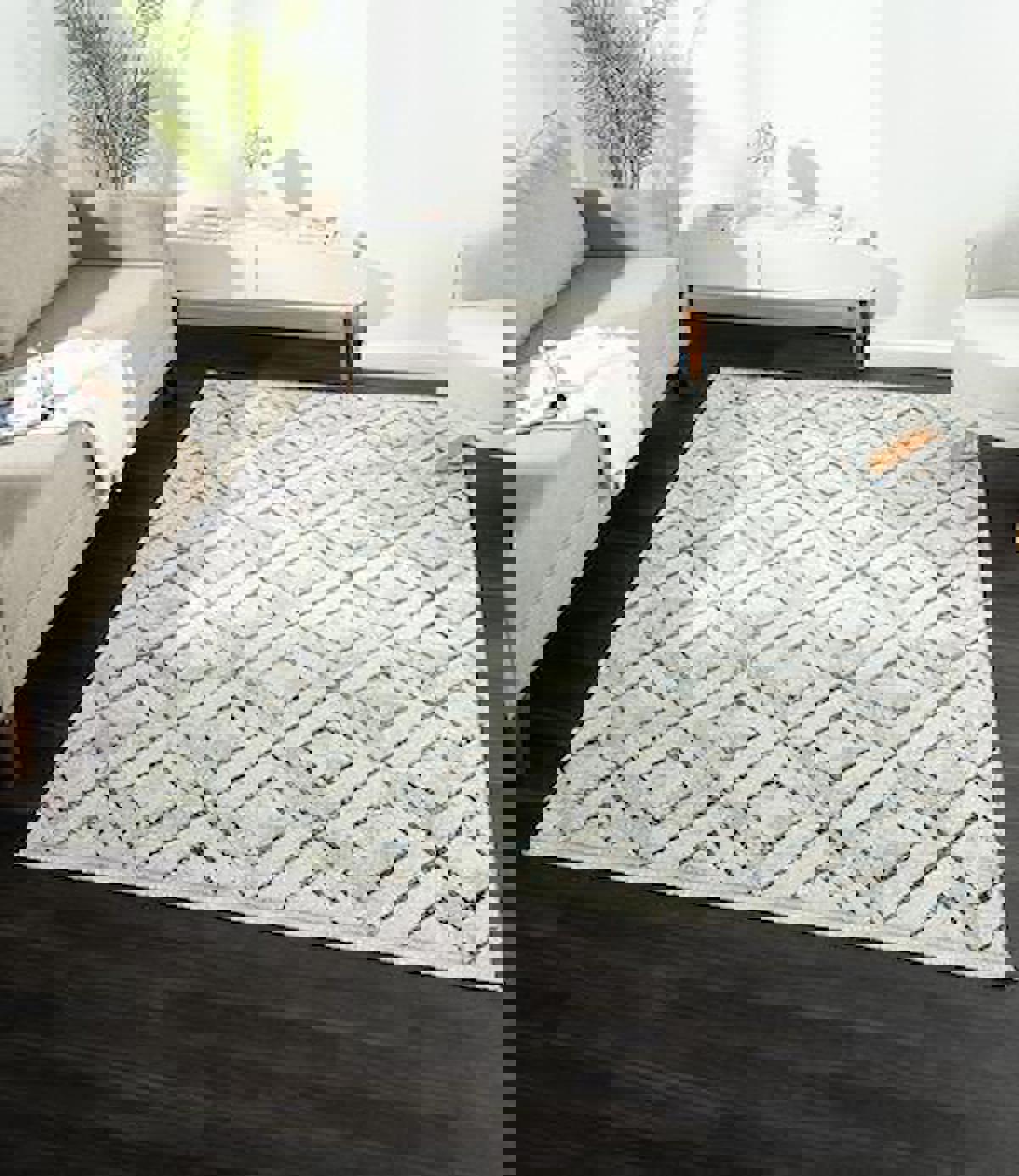 Çam Halı Karen KN003T Lacivert 7 mm Polyester Silinebilir Yıkanabilir Orta Dikdörtgen Makine Dokuma Salon Halısı 100x200 cm