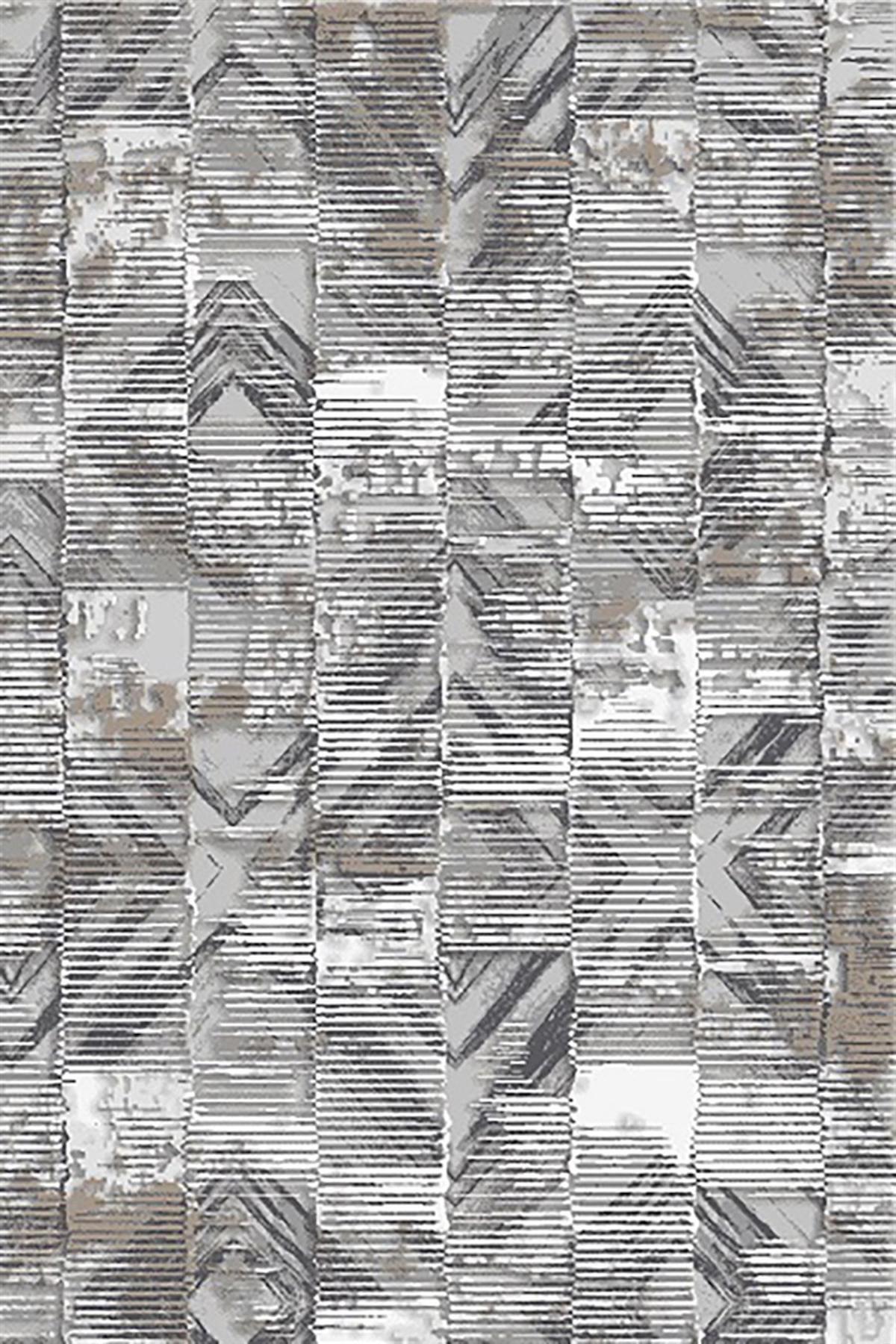 Kreasyon Halı Vavien 1380 Gri 8 mm Polyester Yıkanabilir Kalın Kaymaz Pamuk Taban Makine Dokuma Salon Halısı 80x120 cm