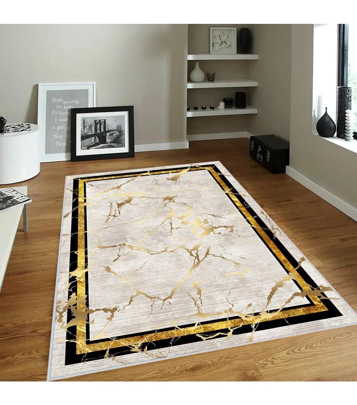 Rovigo Home RVG0380 Krem 8 mm Polyester Antibakteriyel-Leke Tutmaz-Toz Tutmaz Yıkanabilir İnce Kaymaz Dot Taban Dikdörtgen Makine Dokuma Salon Halısı 80x300 cm