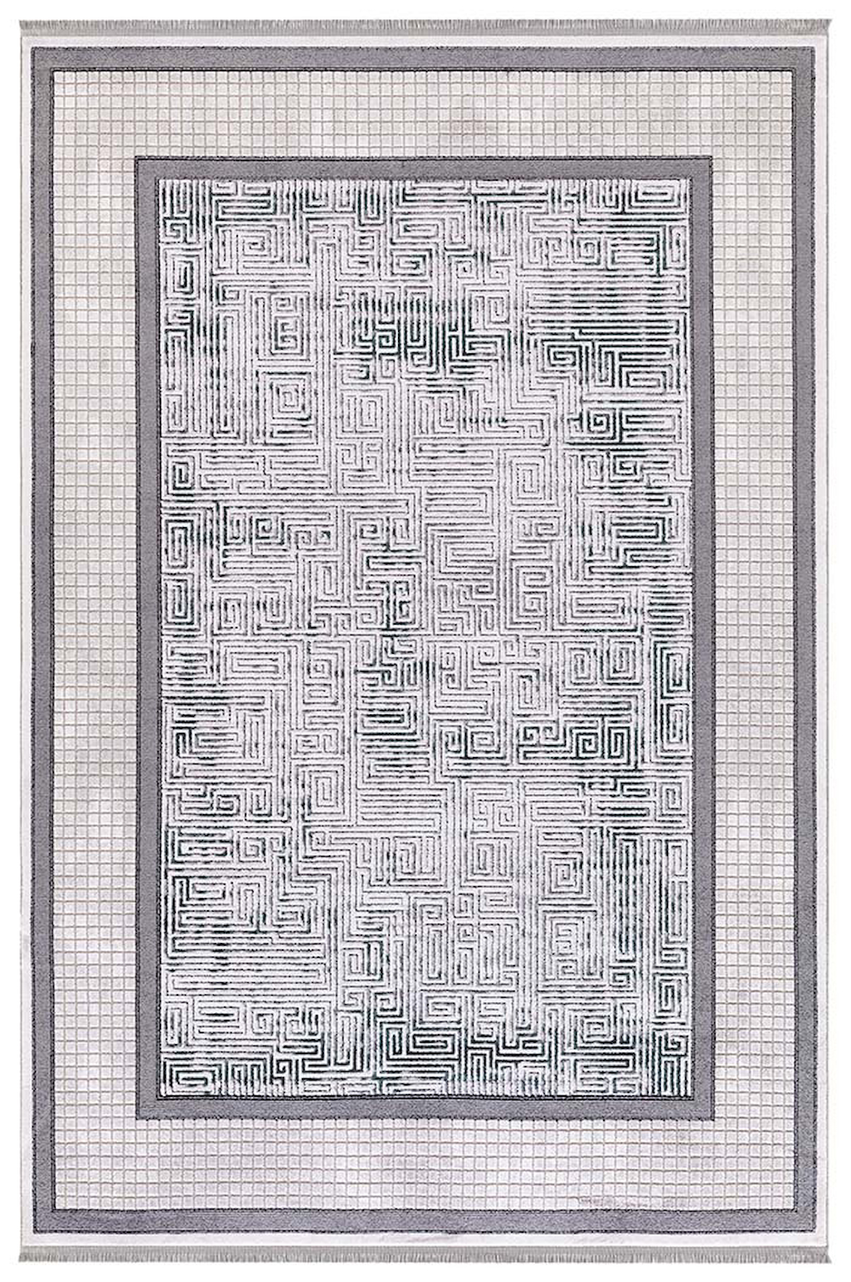 İpek Mekik Halı Arca 1172A Gri-Mavi 8 mm Akrilik Toz Tutmaz Yıkanabilir Orta Kaymaz Pamuk Taban Geometrik Dikdörtgen Makine Dokuma Antre-Çocuk Odası-Salon-Yatak Odası Halısı 100x300 cm